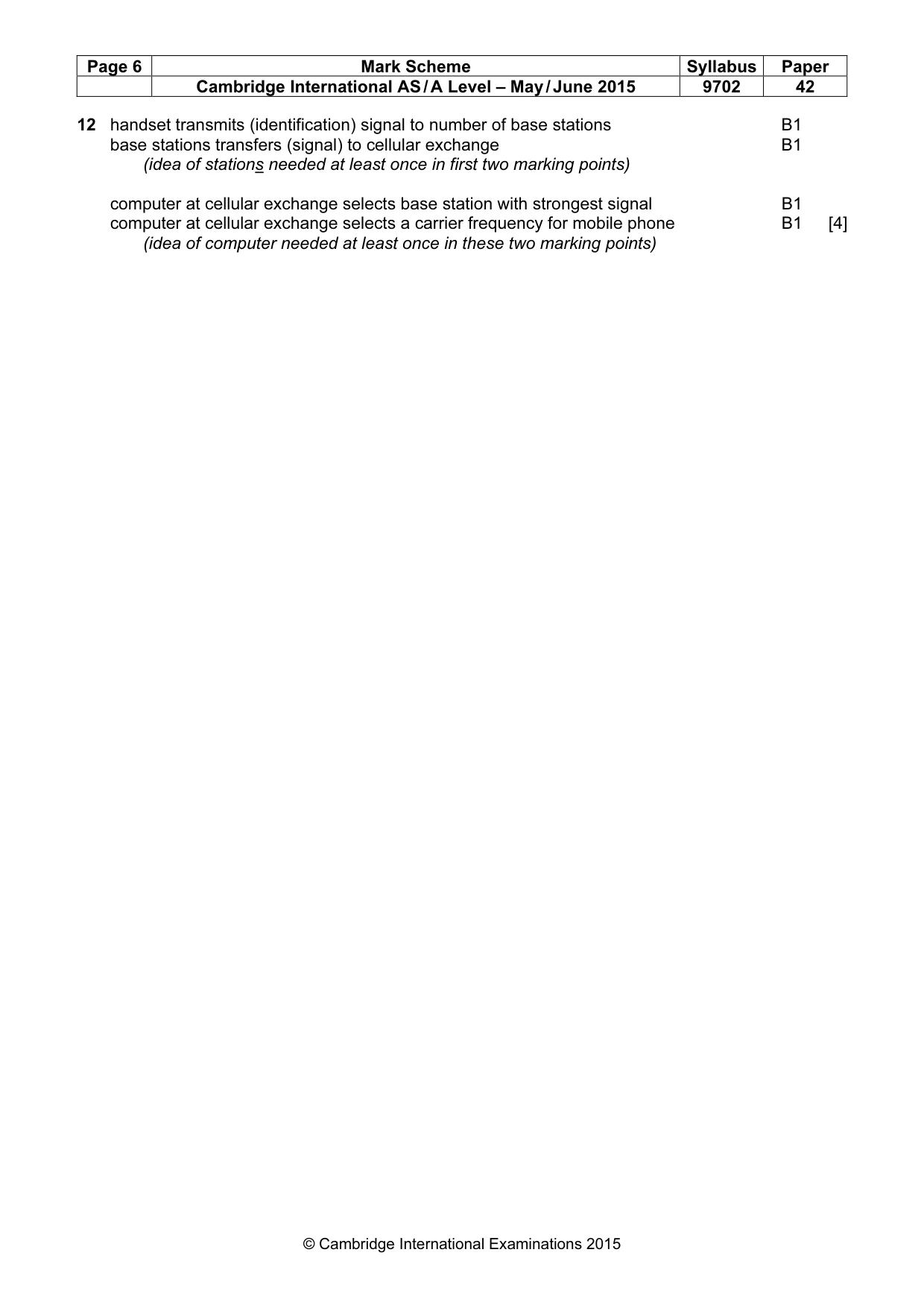 Mark scheme, page 6 of 6