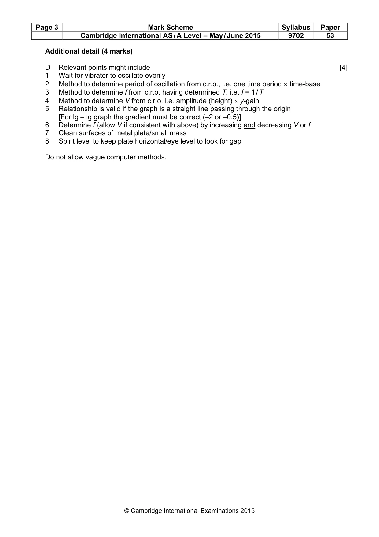 Mark scheme, page 3 of 5