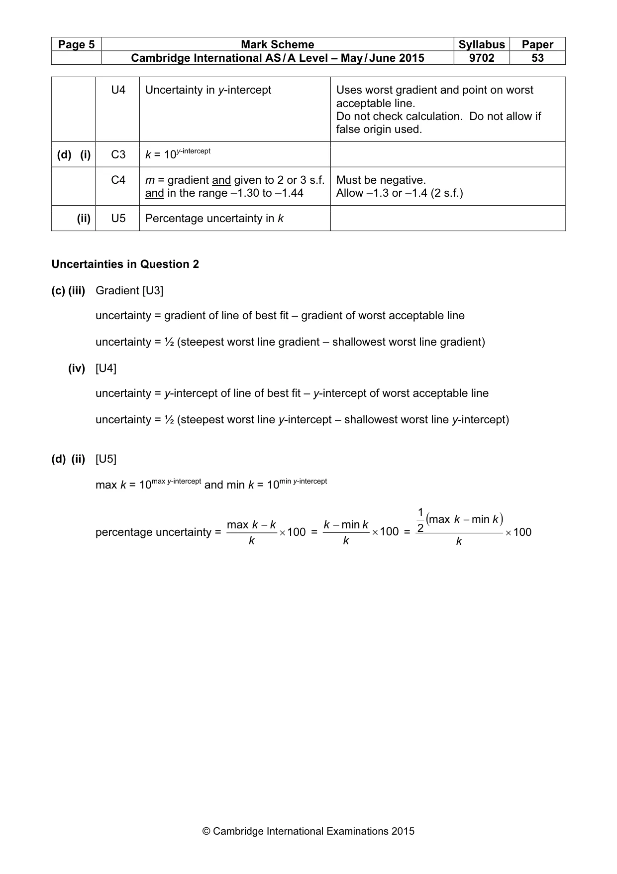 Mark scheme, page 5 of 5