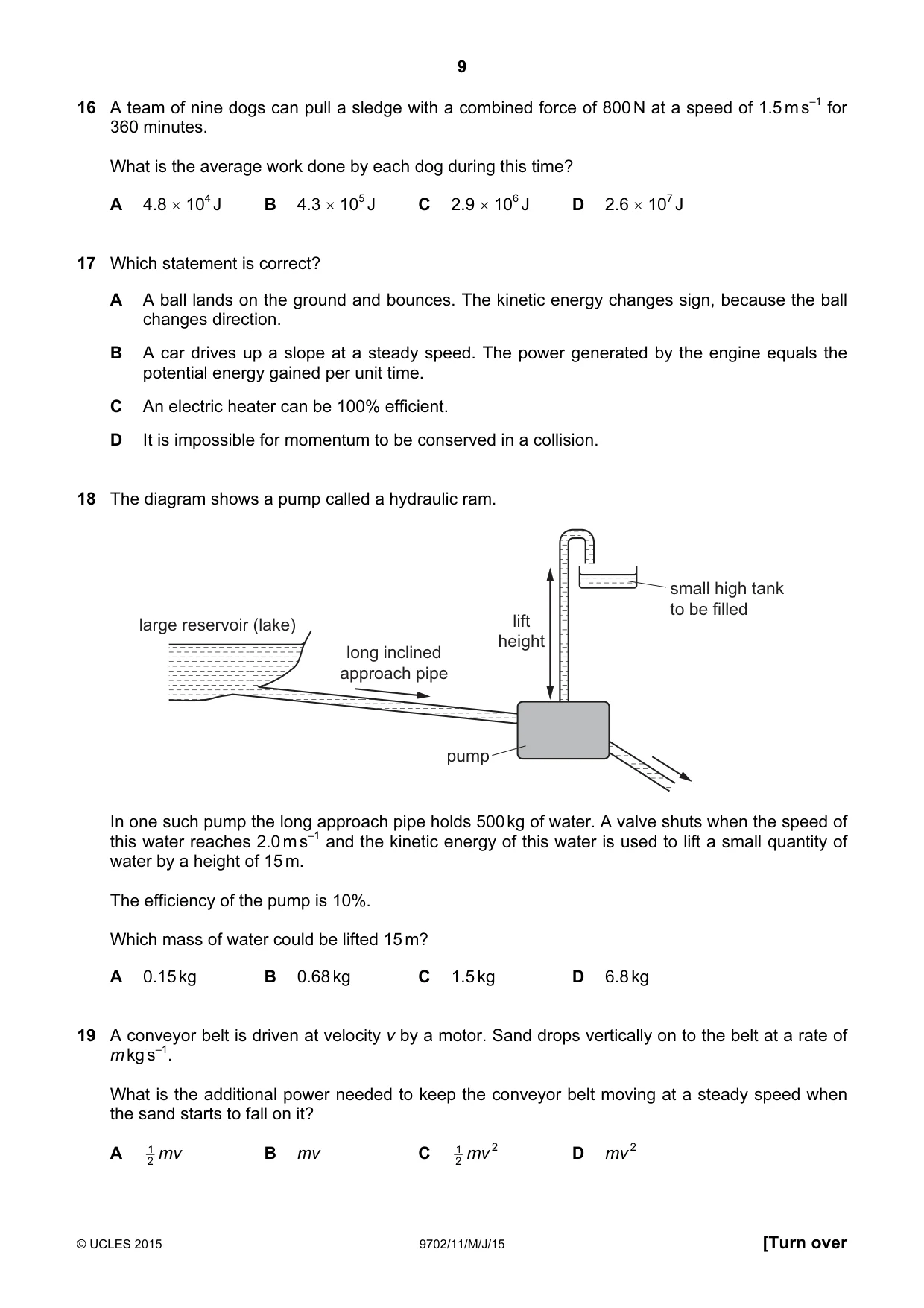 Cambridge A Level Physics 9702 2015 May/June Paper 1 · Variant 1 question paper, page 9 of 20