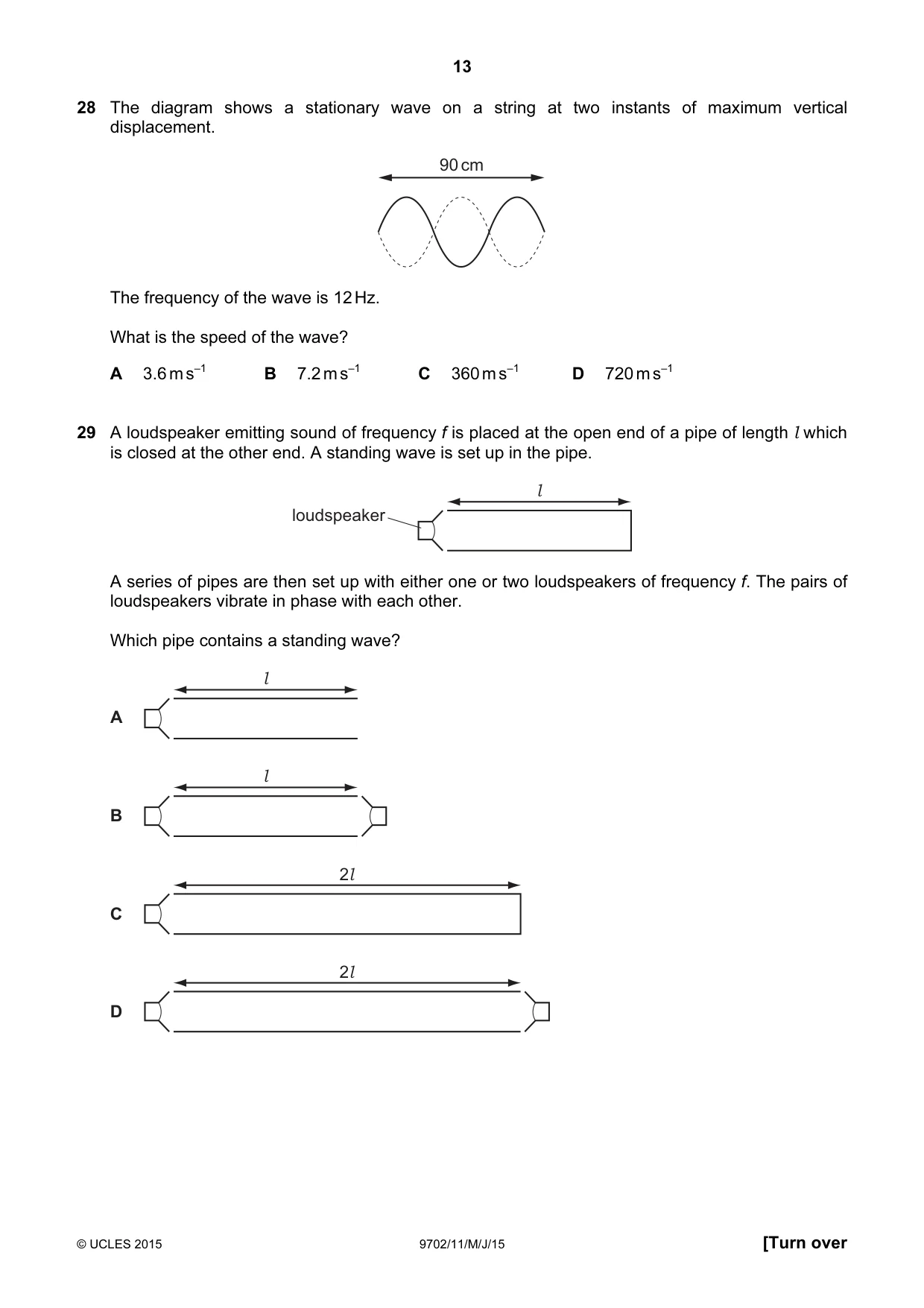 Cambridge A Level Physics 9702 2015 May/June Paper 1 · Variant 1 question paper, page 13 of 20