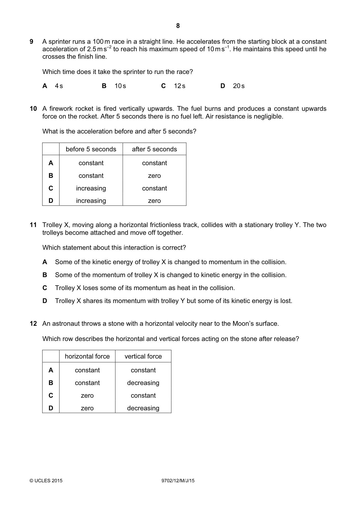 Cambridge A Level Physics 9702 2015 May/June Paper 1 · Variant 2 question paper, page 8 of 20