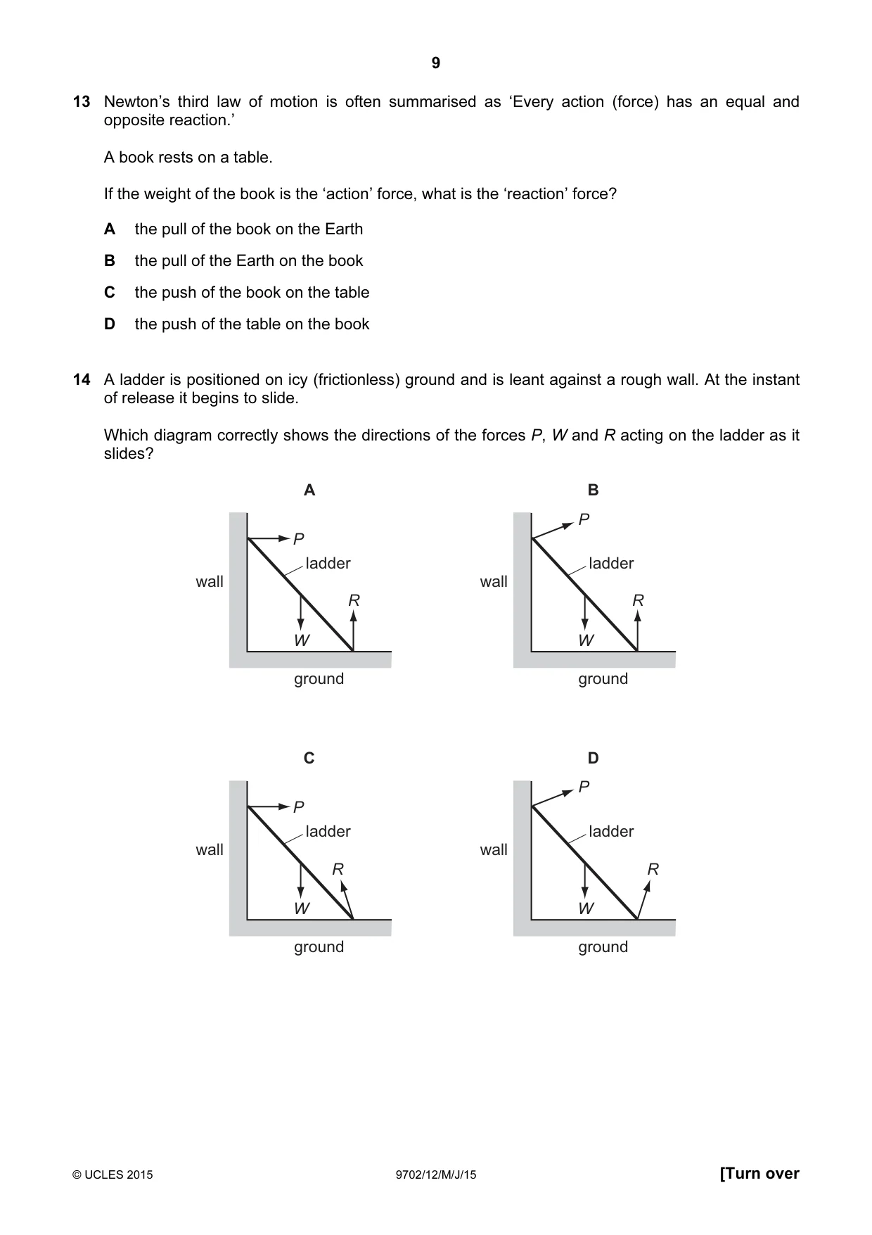 Cambridge A Level Physics 9702 2015 May/June Paper 1 · Variant 2 question paper, page 9 of 20