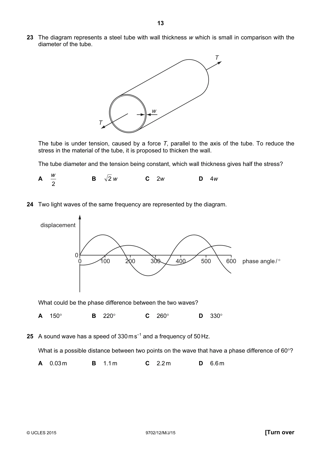 Cambridge A Level Physics 9702 2015 May/June Paper 1 · Variant 2 question paper, page 13 of 20