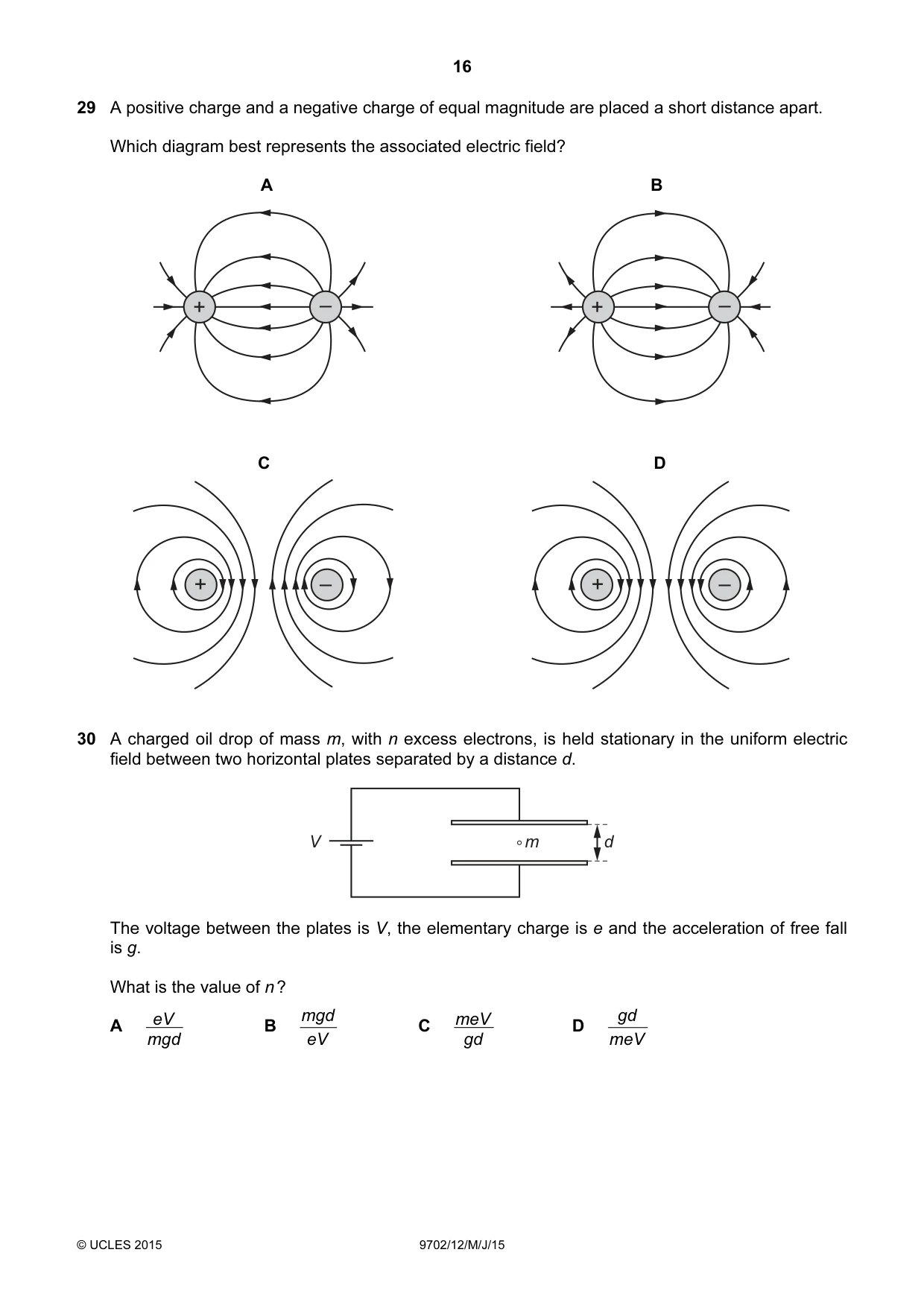 Cambridge A Level Physics 9702 2015 May/June Paper 1 · Variant 2 question paper, page 16 of 20