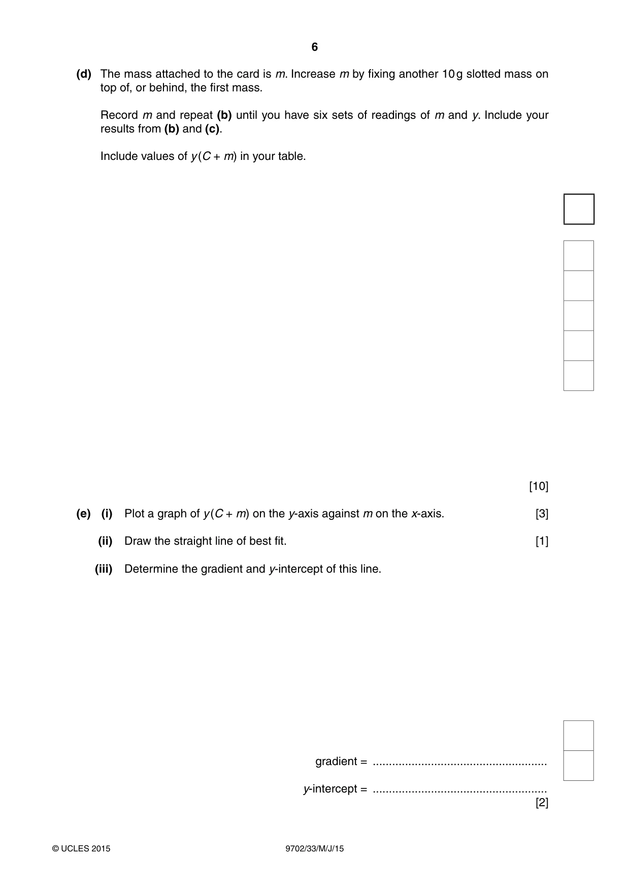 Cambridge A Level Physics 9702 2015 May/June Paper 3 · Variant 3 question paper, page 6 of 16