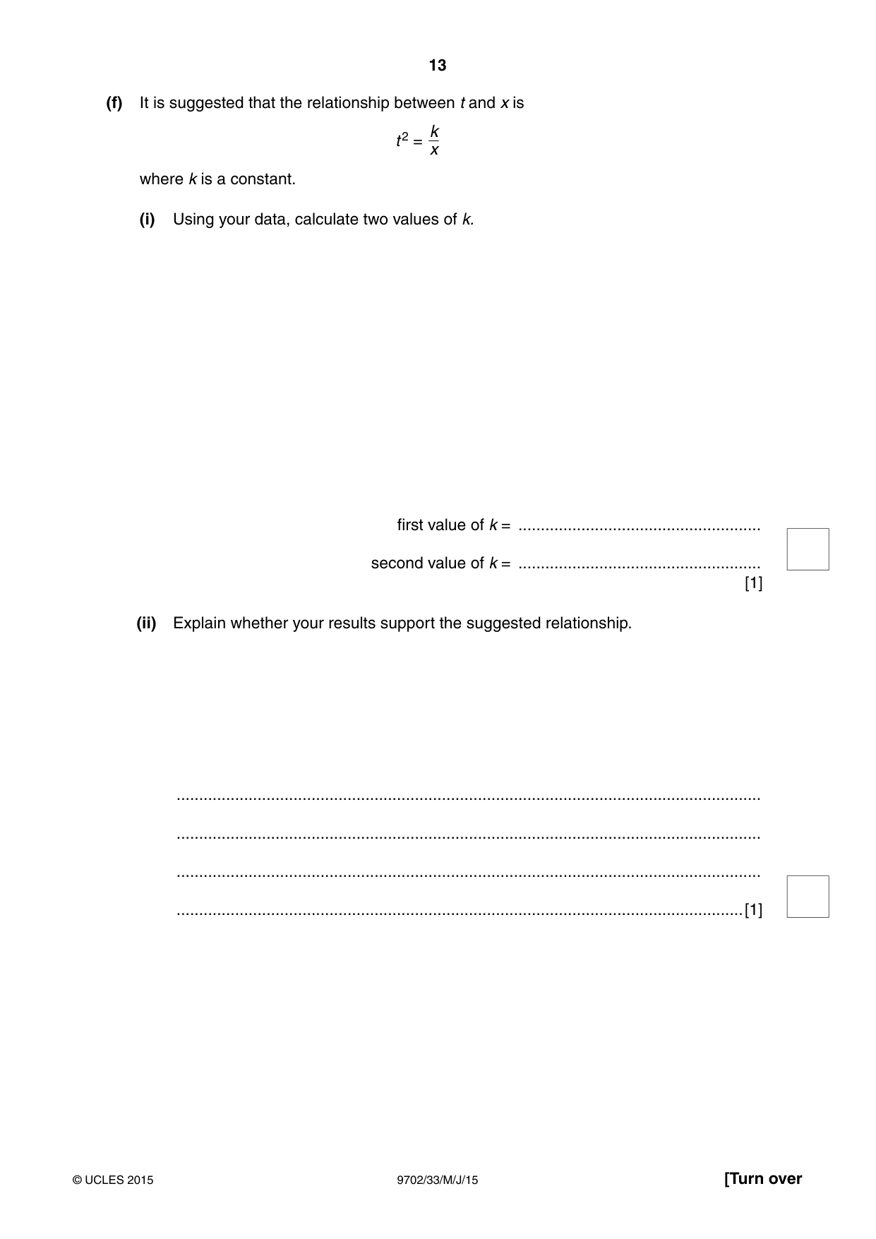 Cambridge A Level Physics 9702 2015 May/June Paper 3 · Variant 3 question paper, page 13 of 16