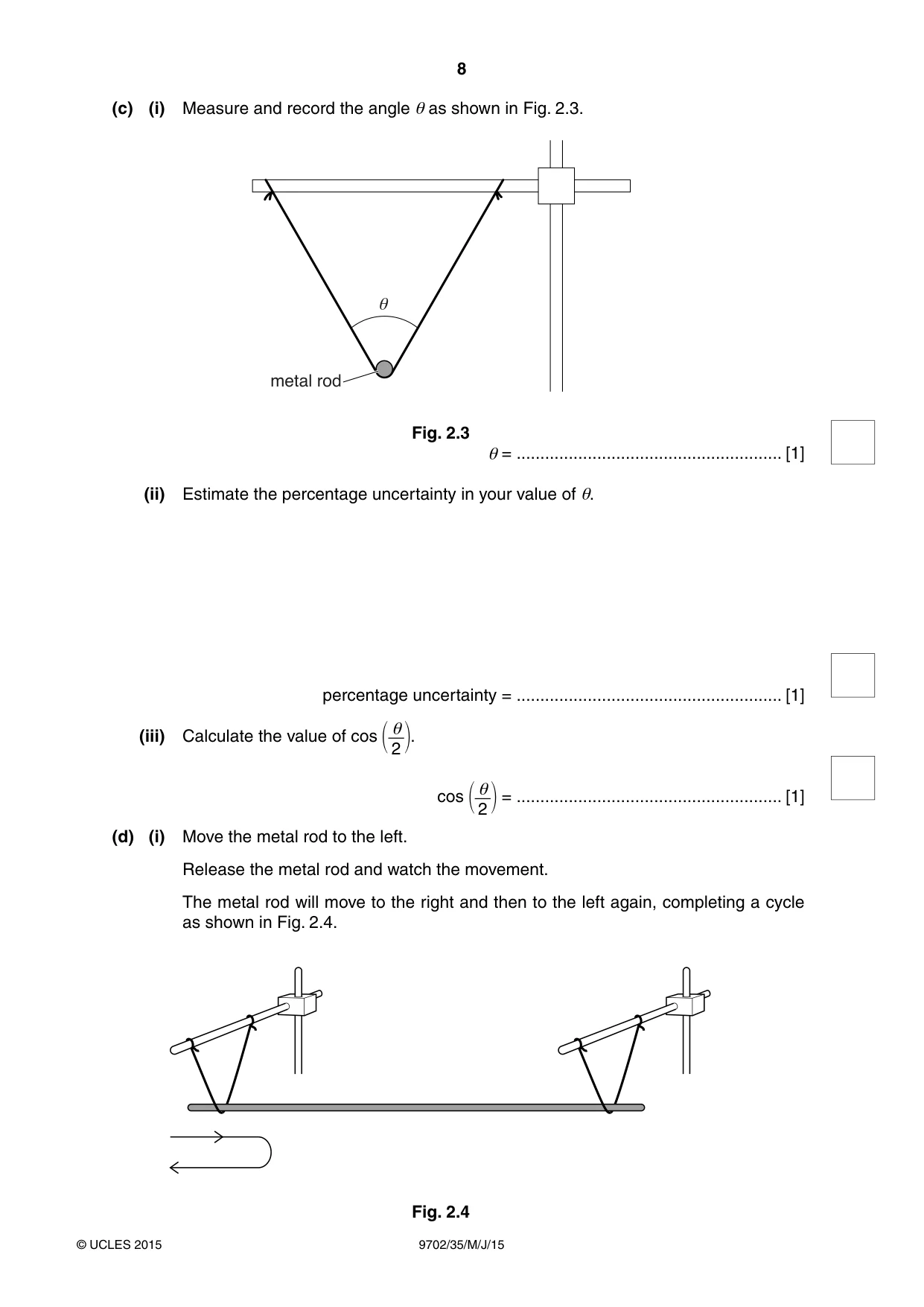 Cambridge A Level Physics 9702 2015 May/June Paper 3 · Variant 5 question paper, page 8 of 12
