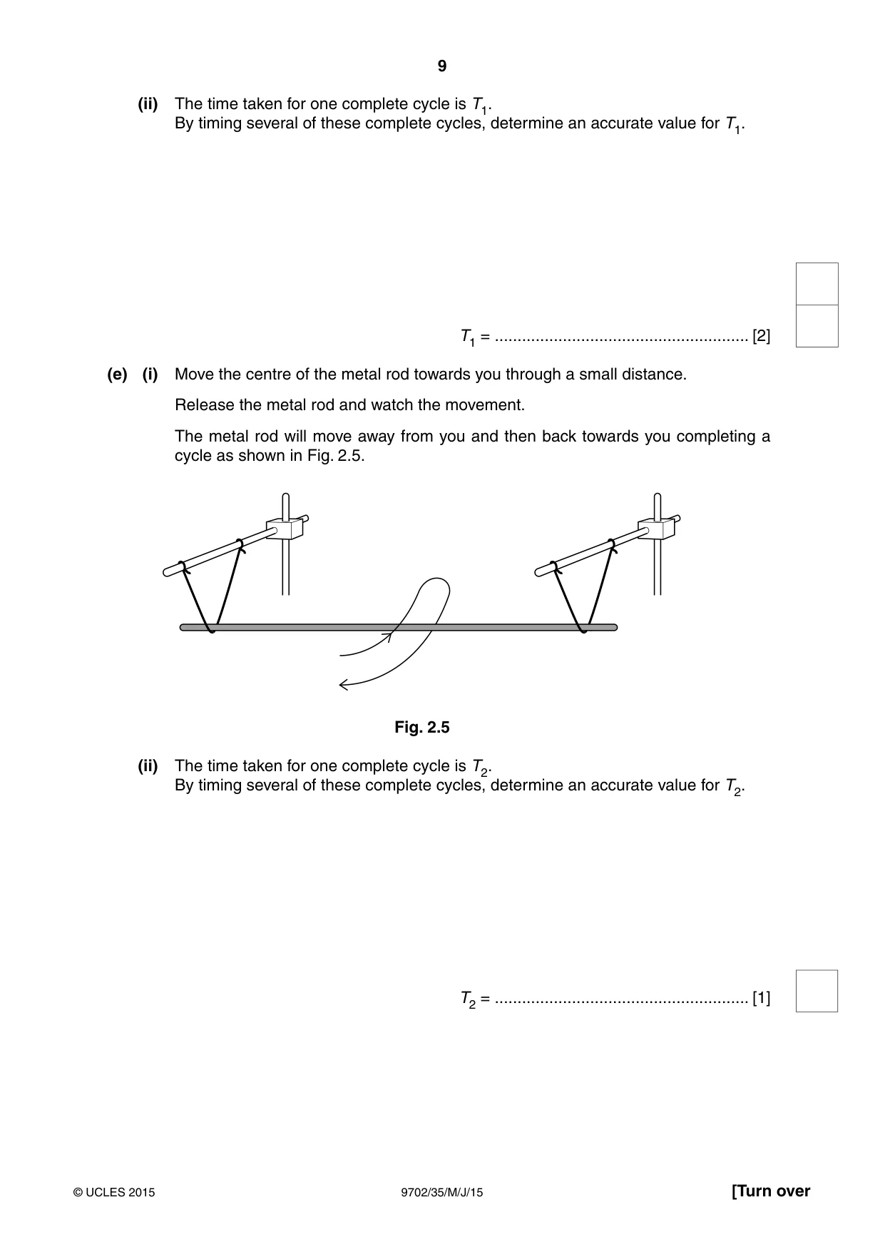 Cambridge A Level Physics 9702 2015 May/June Paper 3 · Variant 5 question paper, page 9 of 12