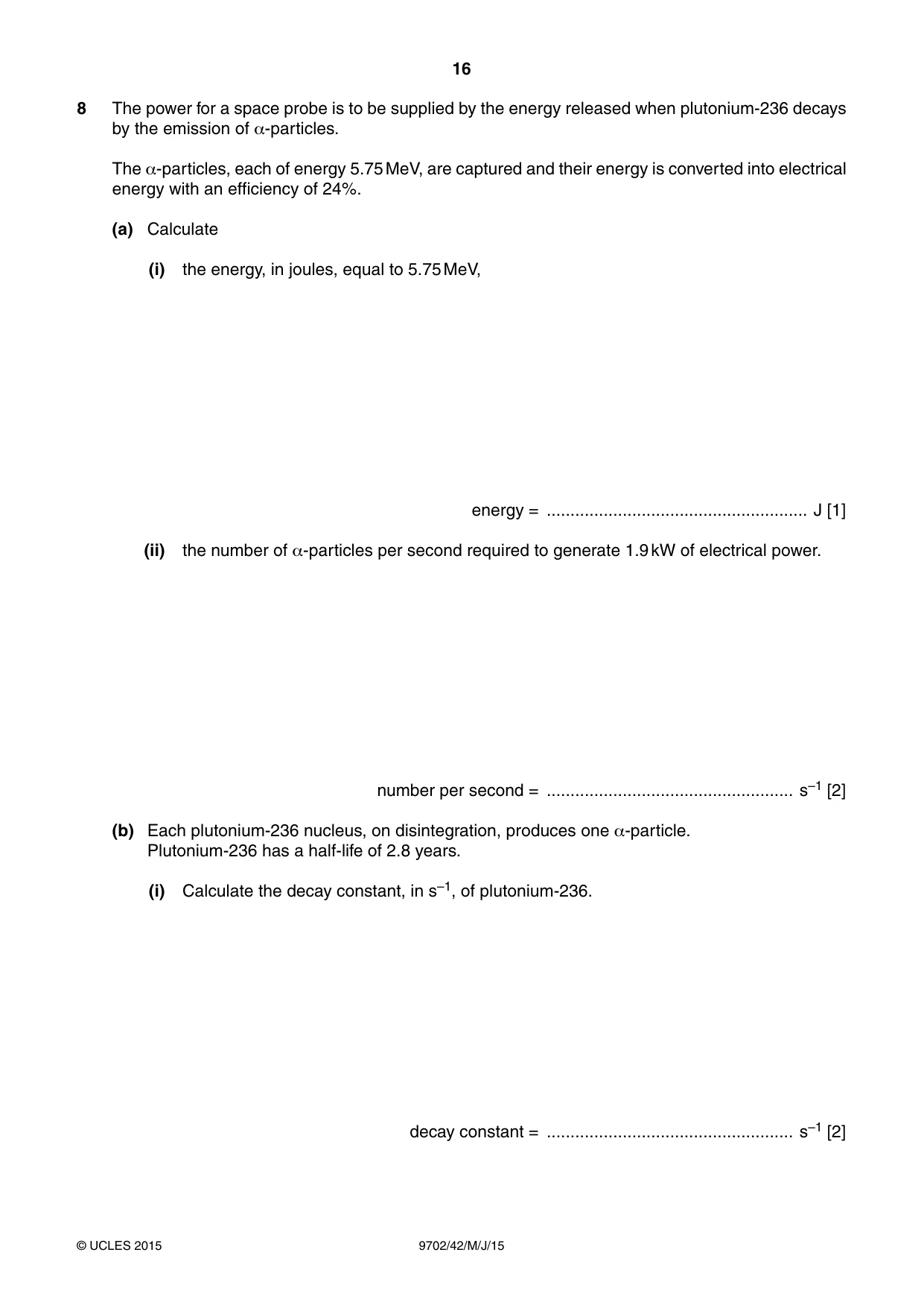 Cambridge A Level Physics 9702 2015 May/June Paper 4 · Variant 2 question paper, page 16 of 24