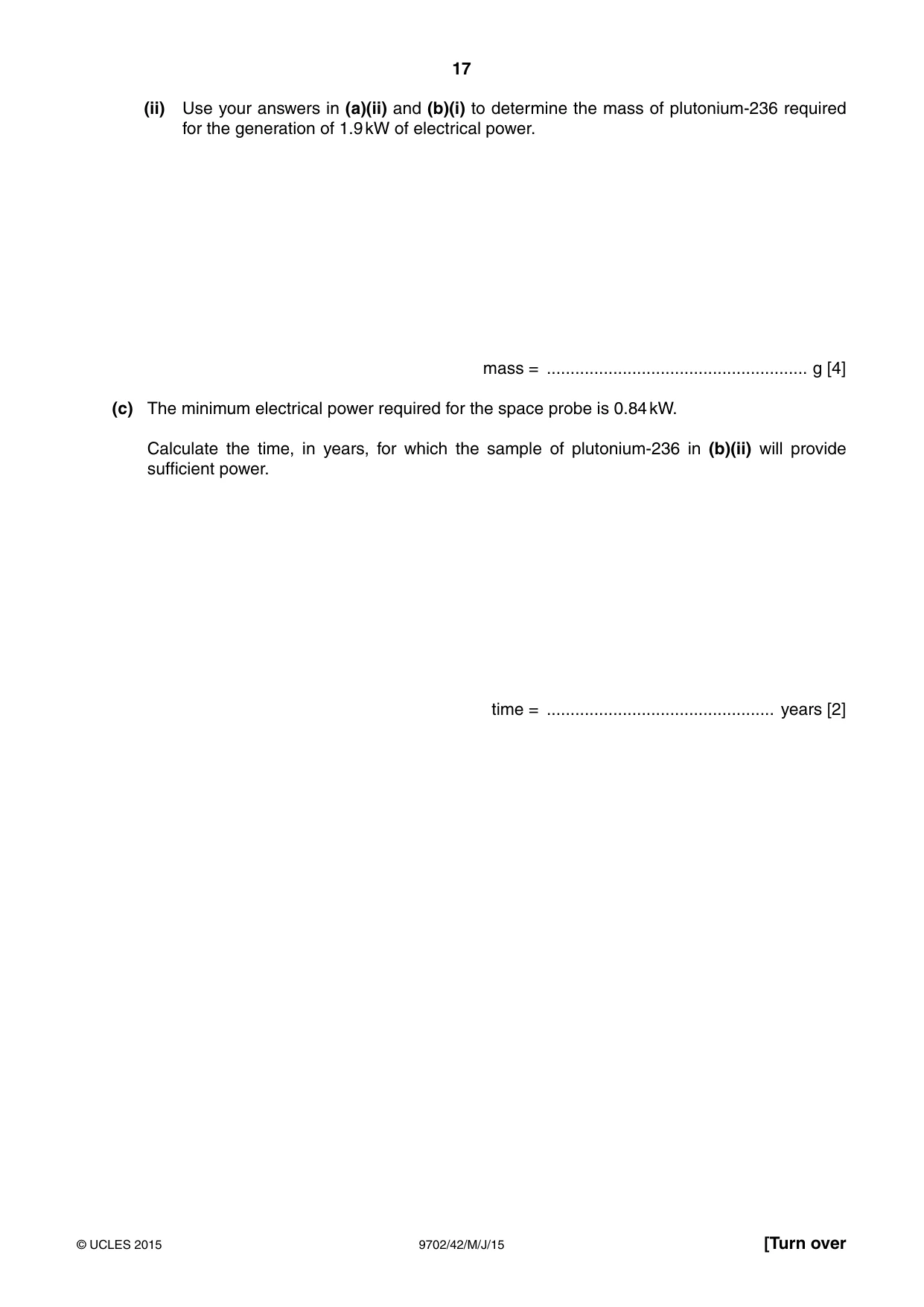 Cambridge A Level Physics 9702 2015 May/June Paper 4 · Variant 2 question paper, page 17 of 24