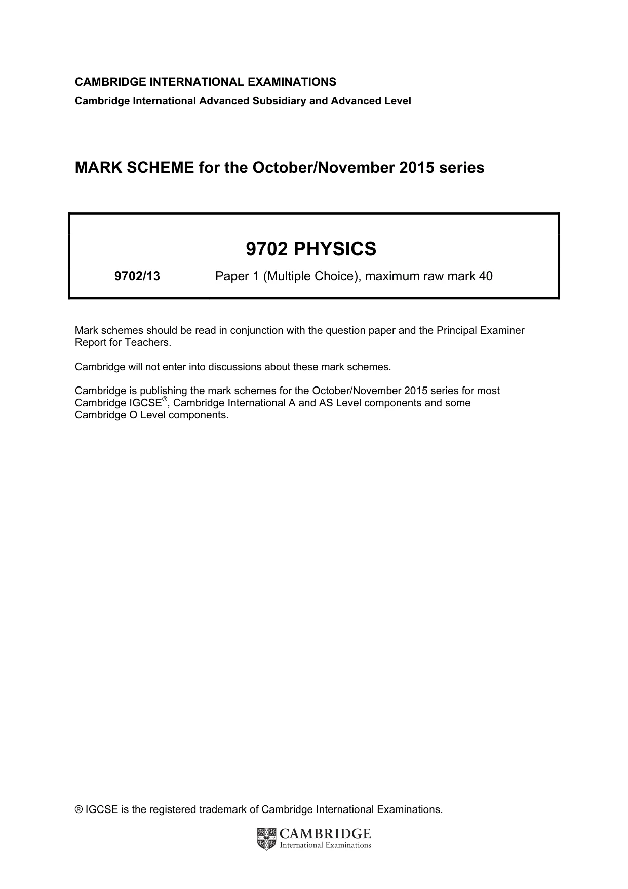 Mark scheme, page 1 of 2