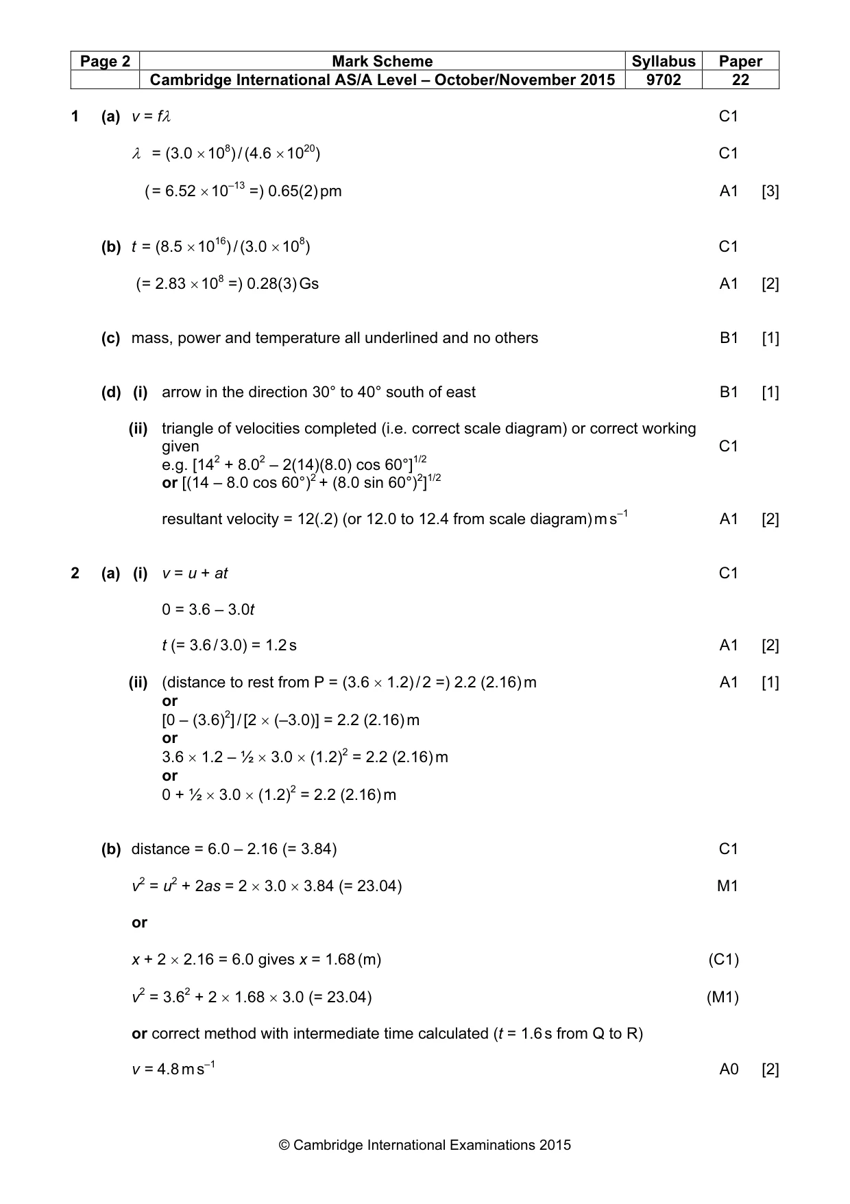 Mark scheme, page 2 of 5