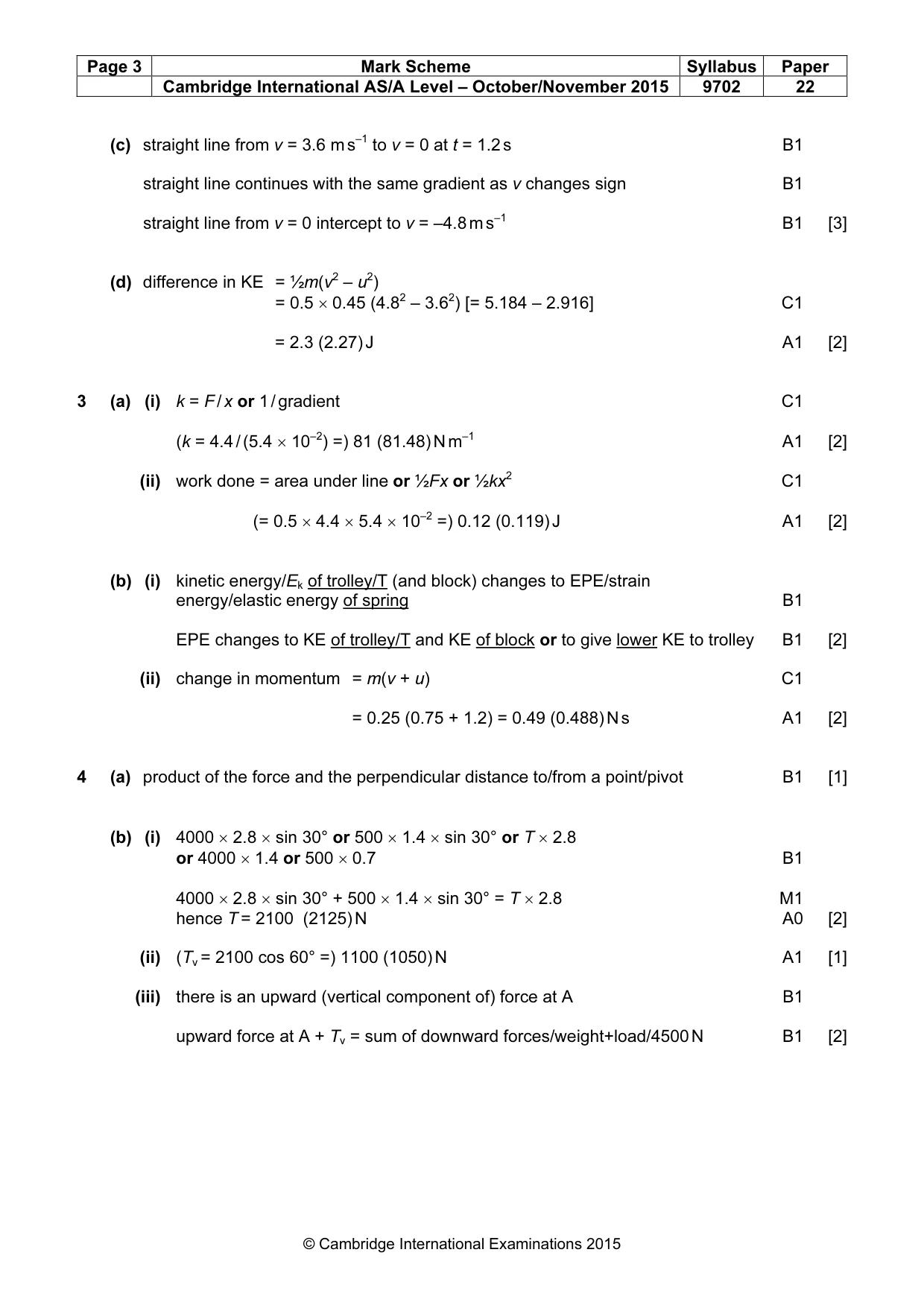 Mark scheme, page 3 of 5