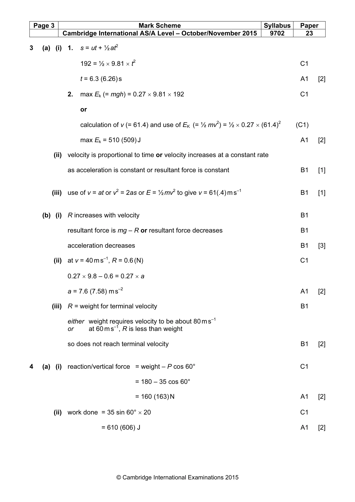 Mark scheme, page 3 of 5