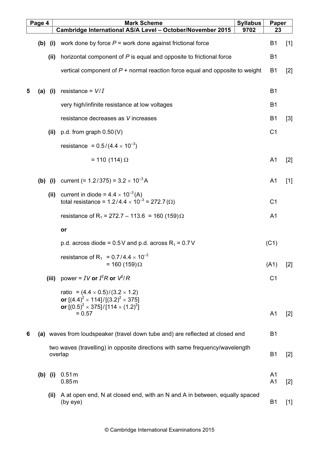 Mark scheme, page 4 of 5