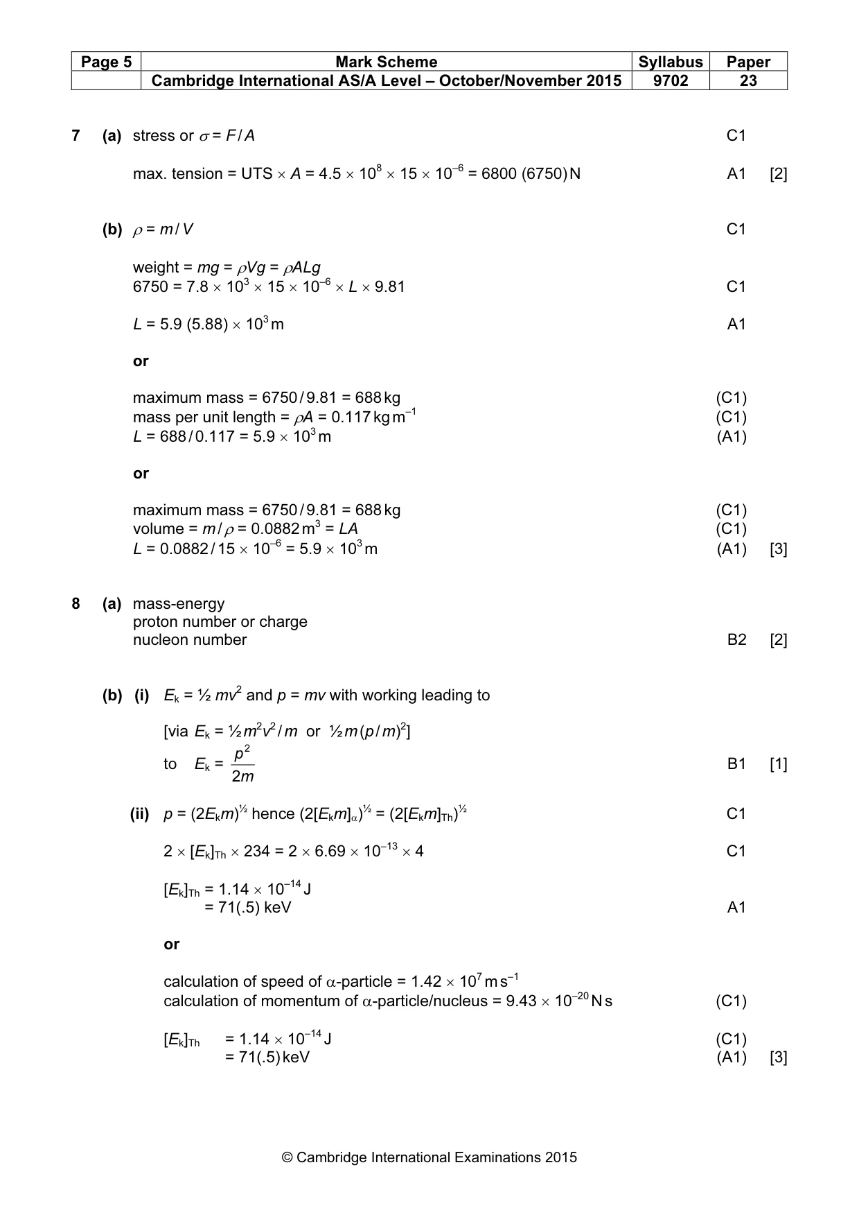 Mark scheme, page 5 of 5