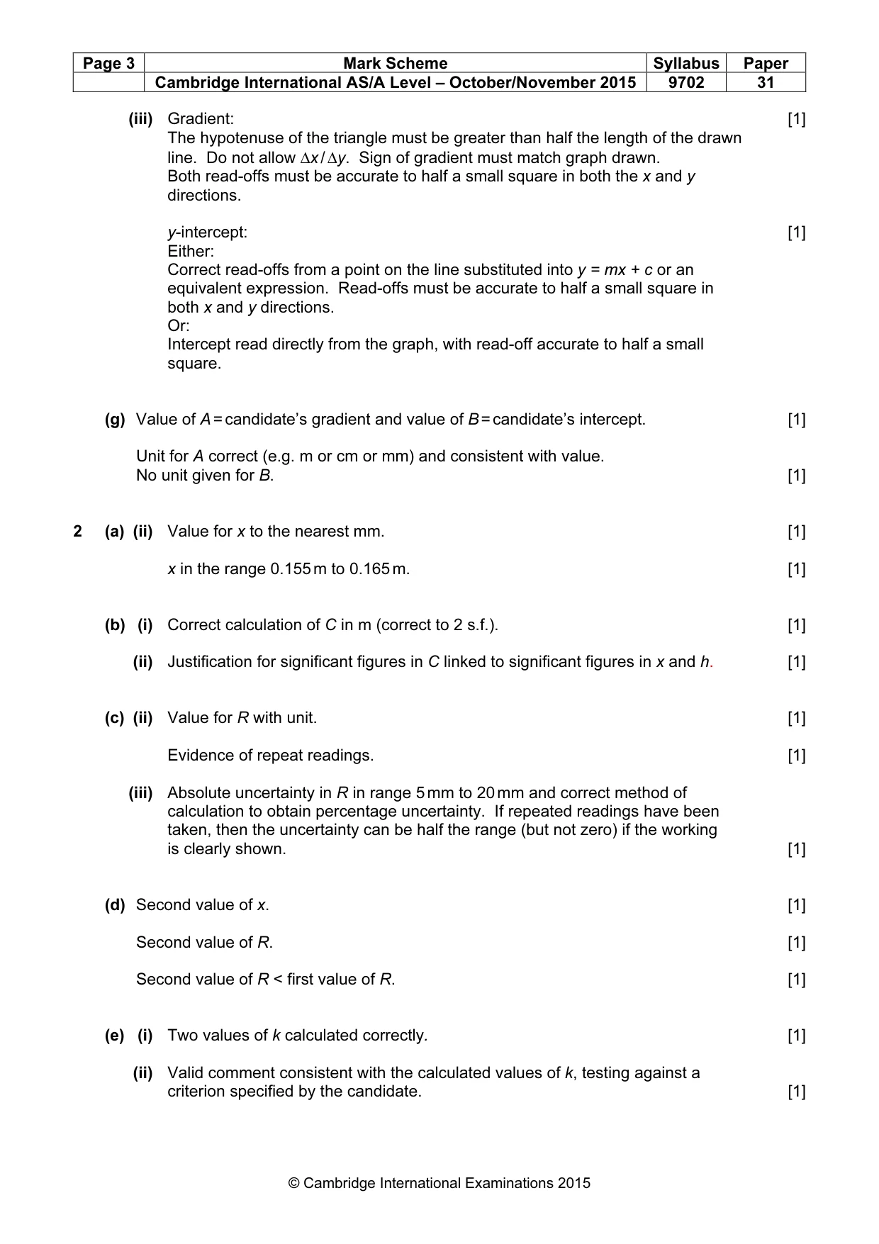 Mark scheme, page 3 of 4