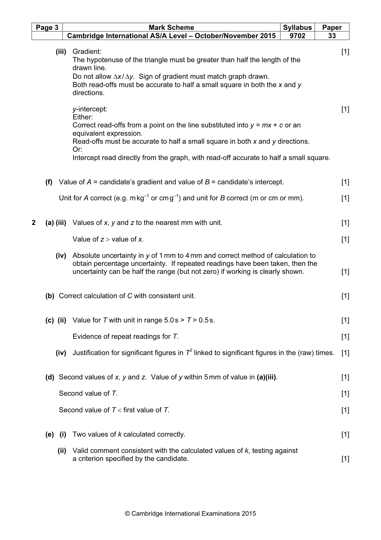 Mark scheme, page 3 of 4