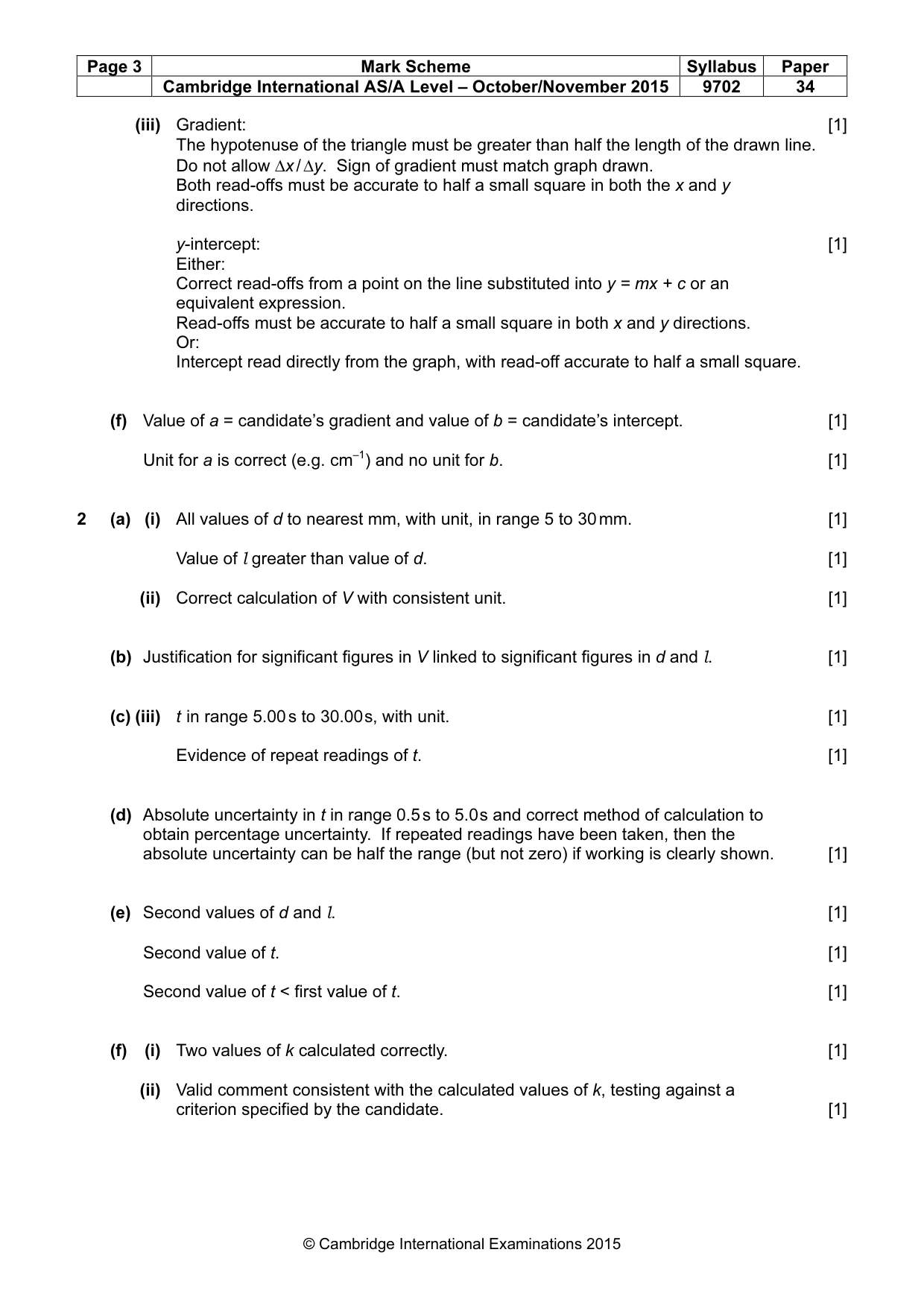 Mark scheme, page 3 of 4