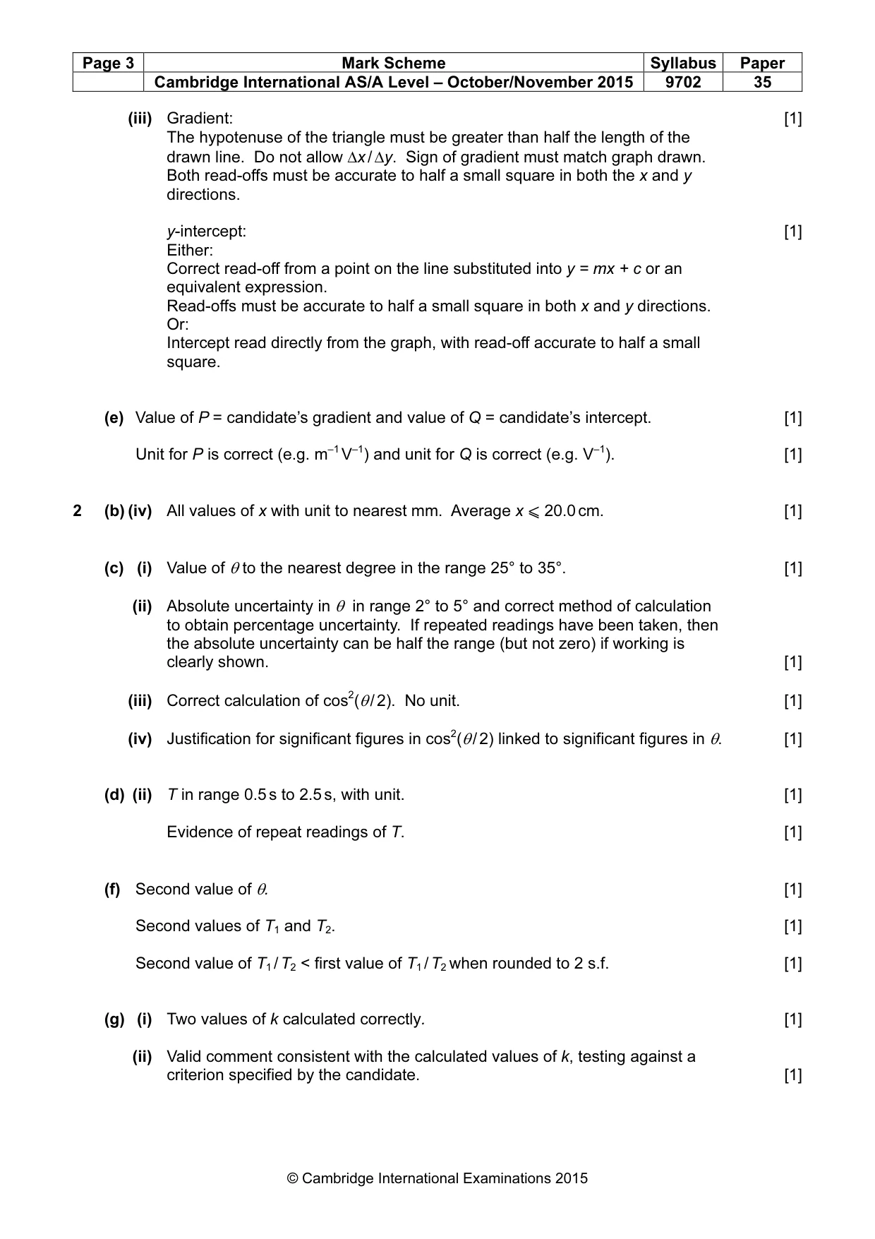 Mark scheme, page 3 of 4