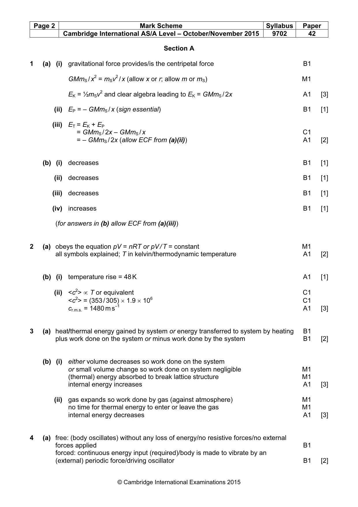 Mark scheme, page 2 of 6