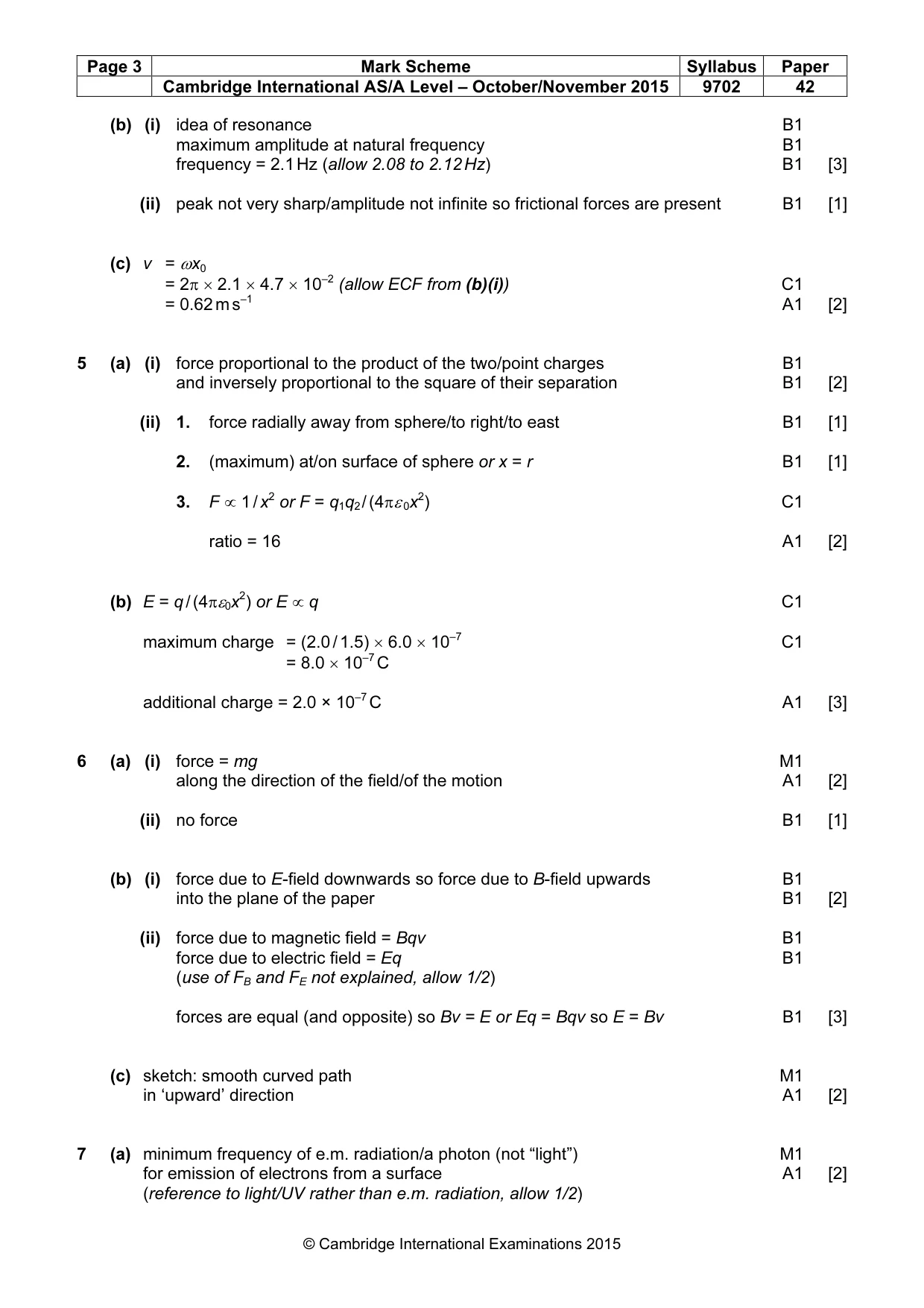 Mark scheme, page 3 of 6