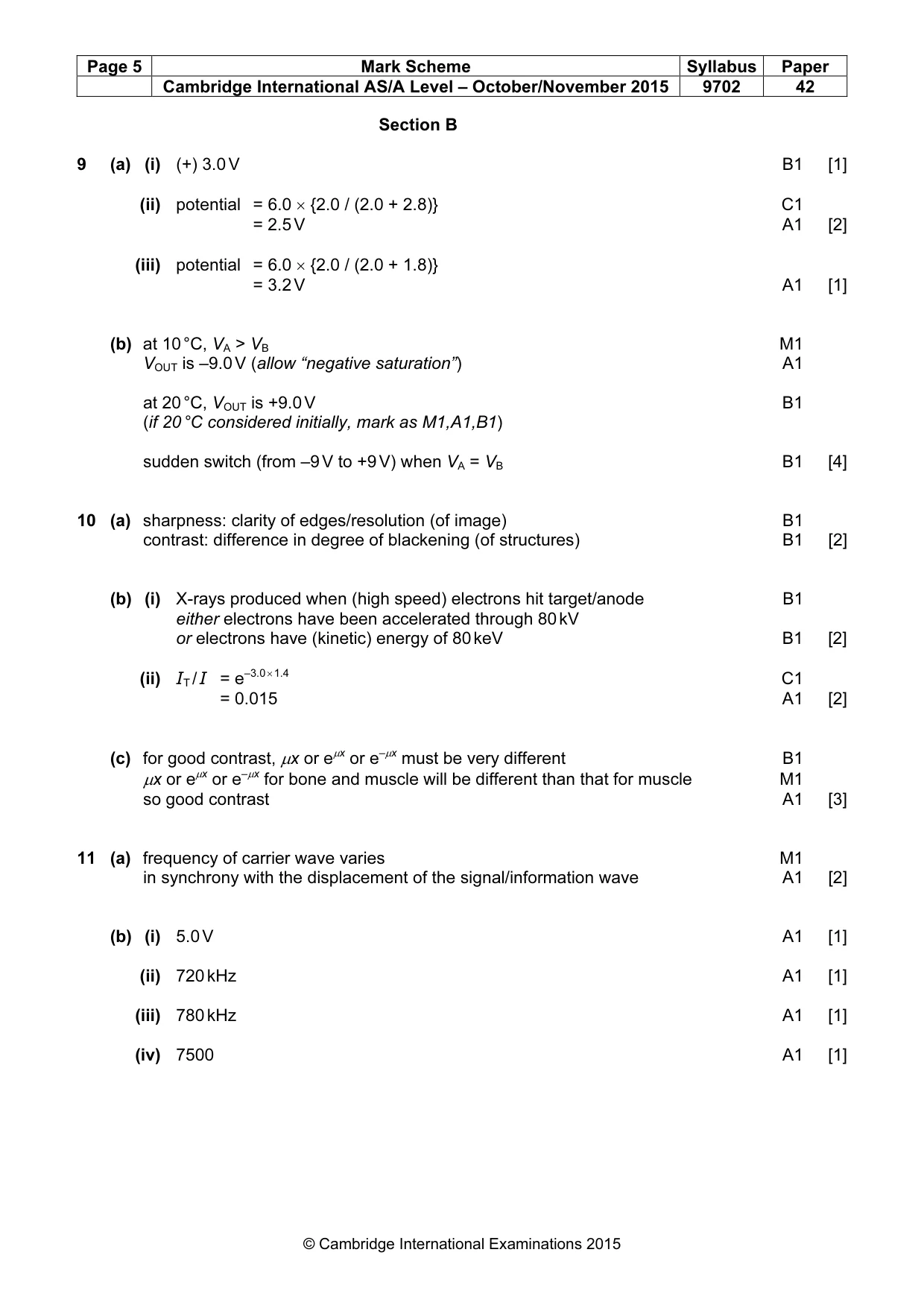 Mark scheme, page 5 of 6