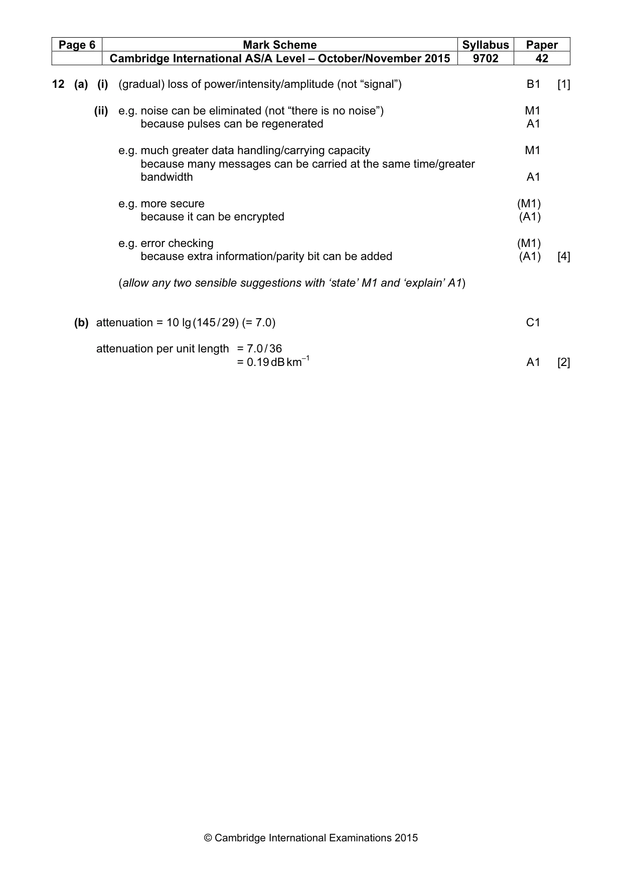 Mark scheme, page 6 of 6