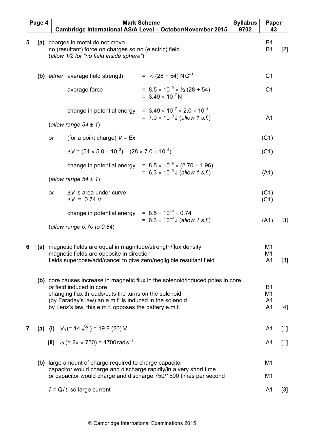 Mark scheme, page 4 of 7