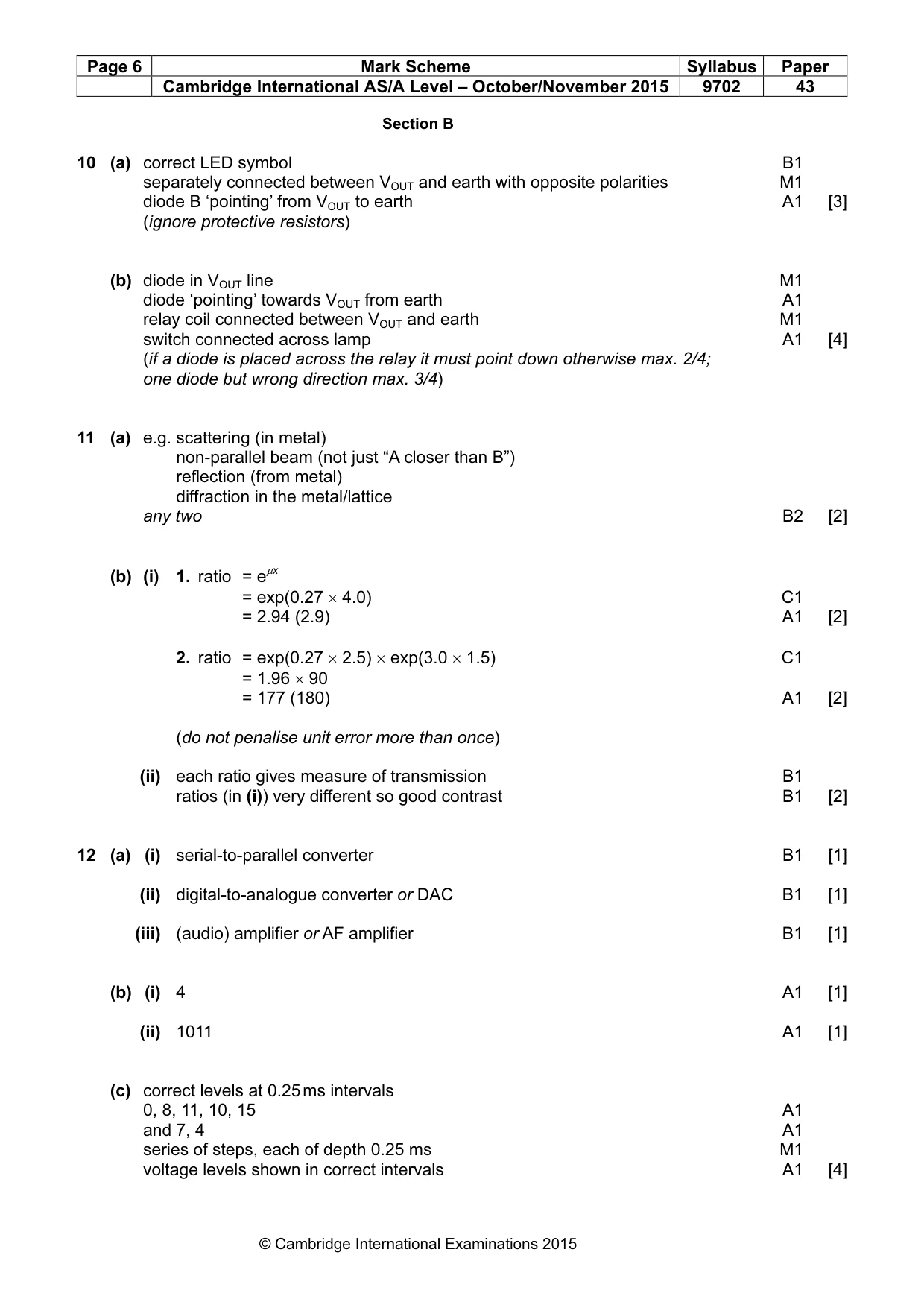 Mark scheme, page 6 of 7