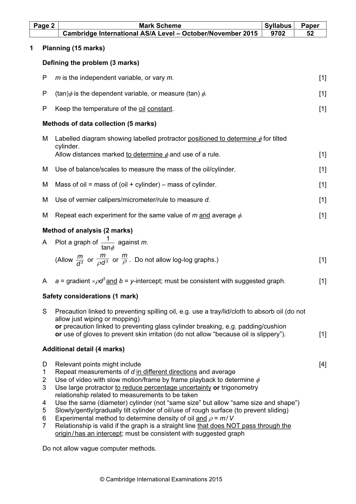 Mark scheme, page 2 of 4
