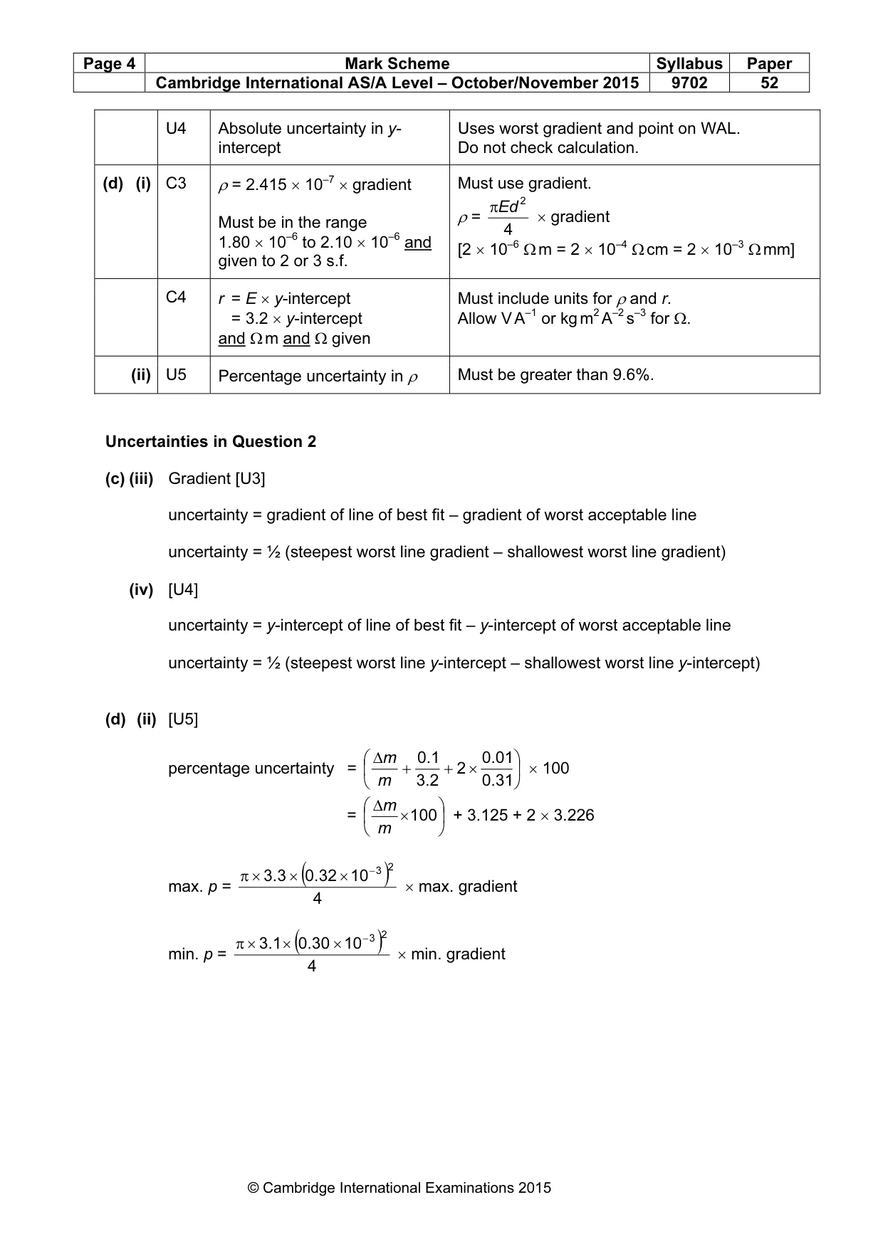 Mark scheme, page 4 of 4