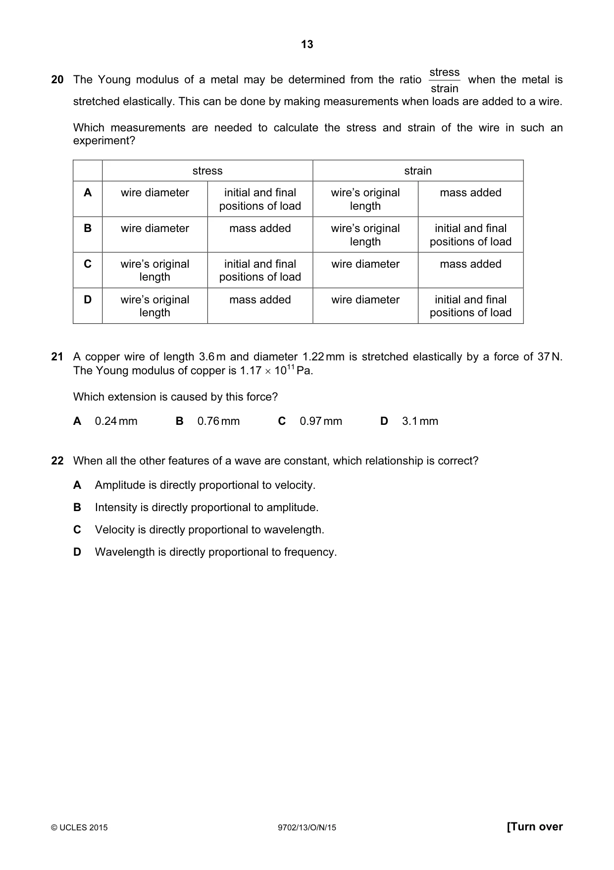 Cambridge A Level Physics 9702 2015 Oct/Nov Paper 1 · Variant 3 question paper, page 13 of 24