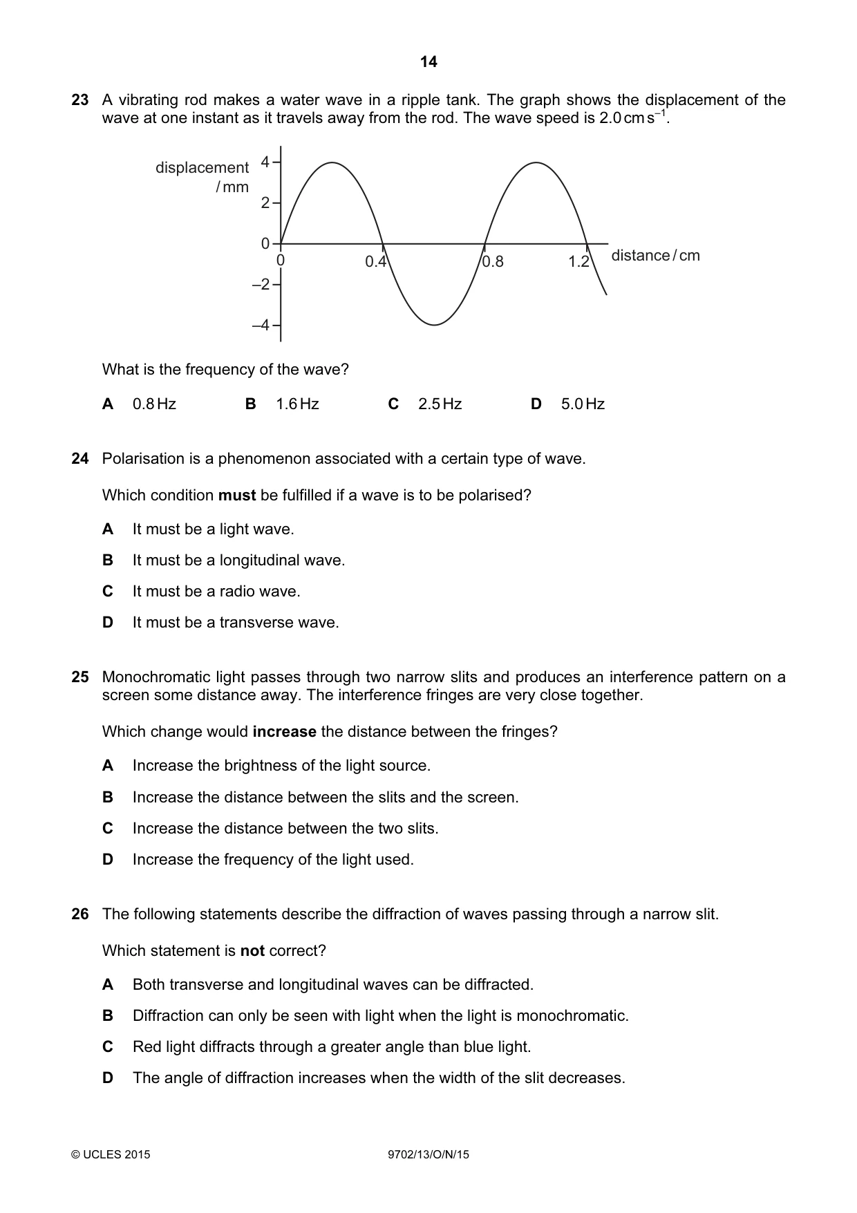 Cambridge A Level Physics 9702 2015 Oct/Nov Paper 1 · Variant 3 question paper, page 14 of 24