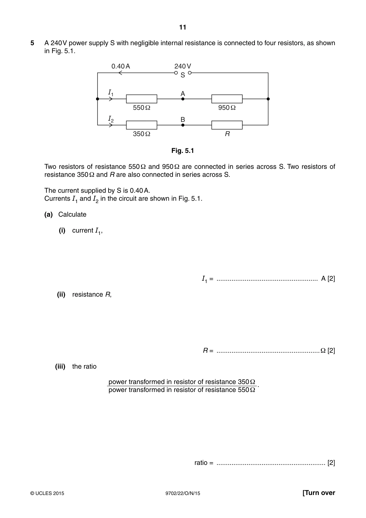Cambridge A Level Physics 9702 2015 Oct/Nov Paper 2 · Variant 2 question paper, page 11 of 16