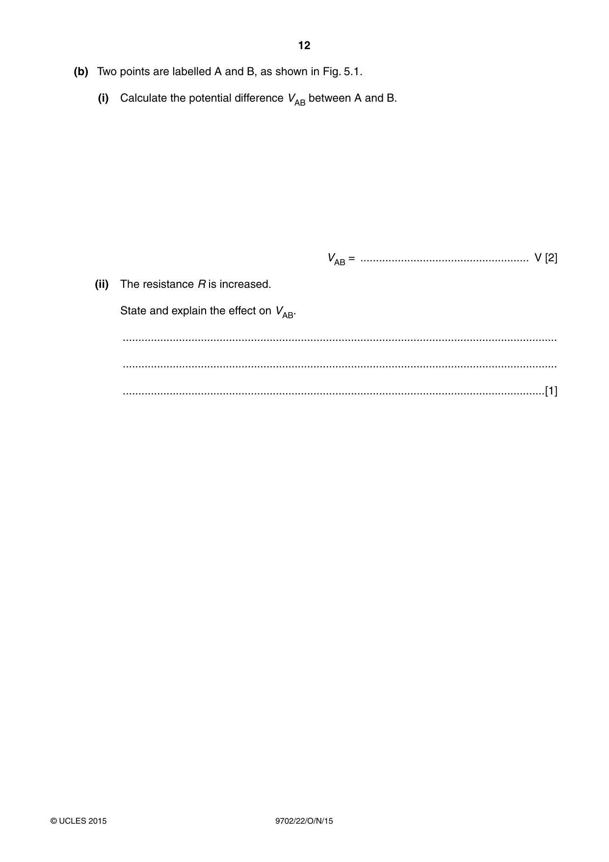 Cambridge A Level Physics 9702 2015 Oct/Nov Paper 2 · Variant 2 question paper, page 12 of 16
