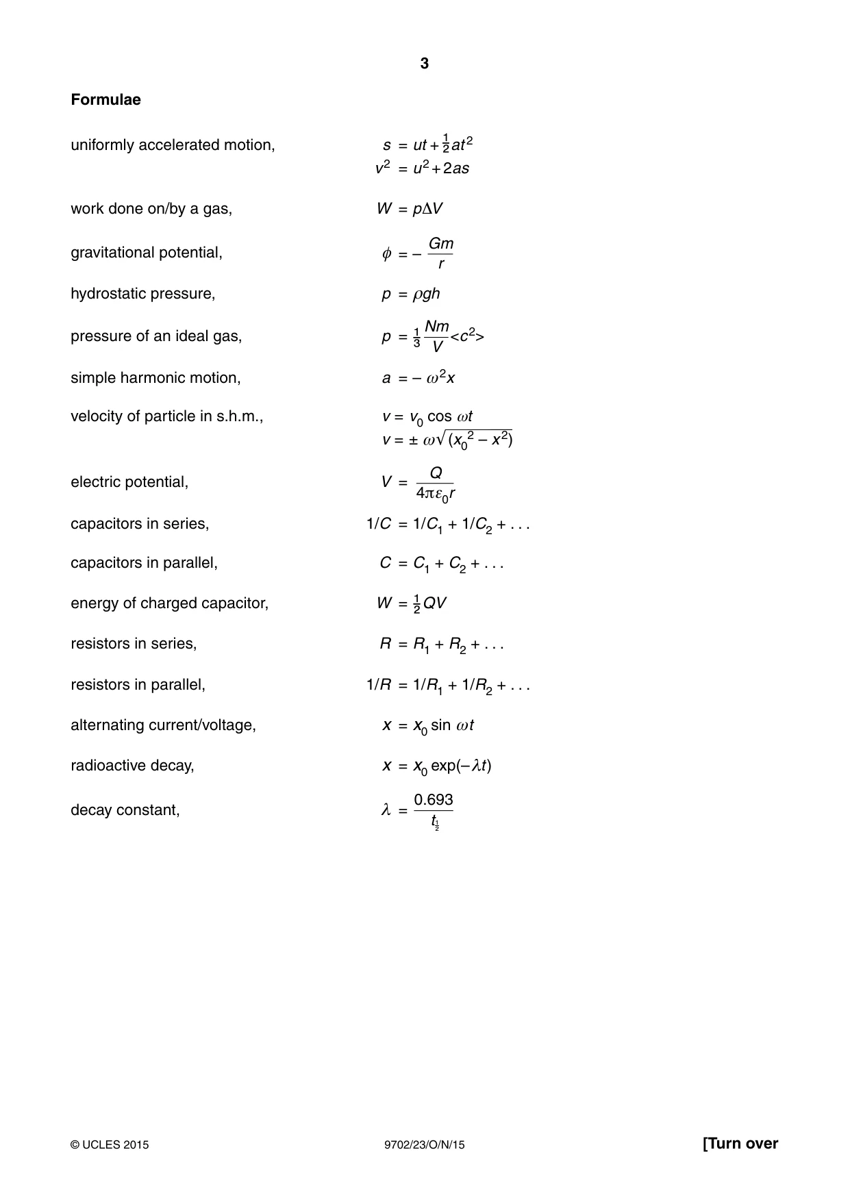 Cambridge A Level Physics 9702 2015 Oct/Nov Paper 2 · Variant 3 question paper, page 3 of 16