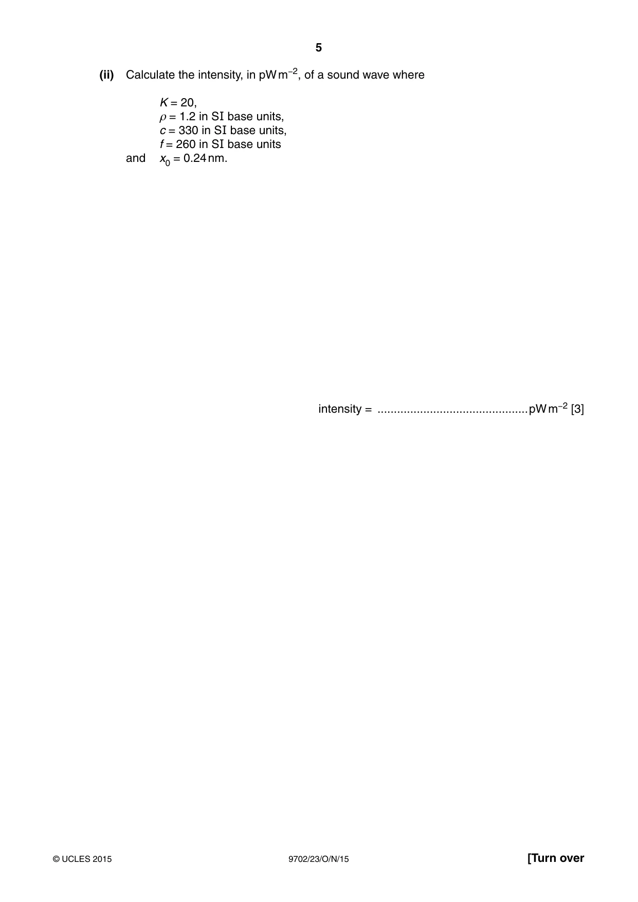 Cambridge A Level Physics 9702 2015 Oct/Nov Paper 2 · Variant 3 question paper, page 5 of 16