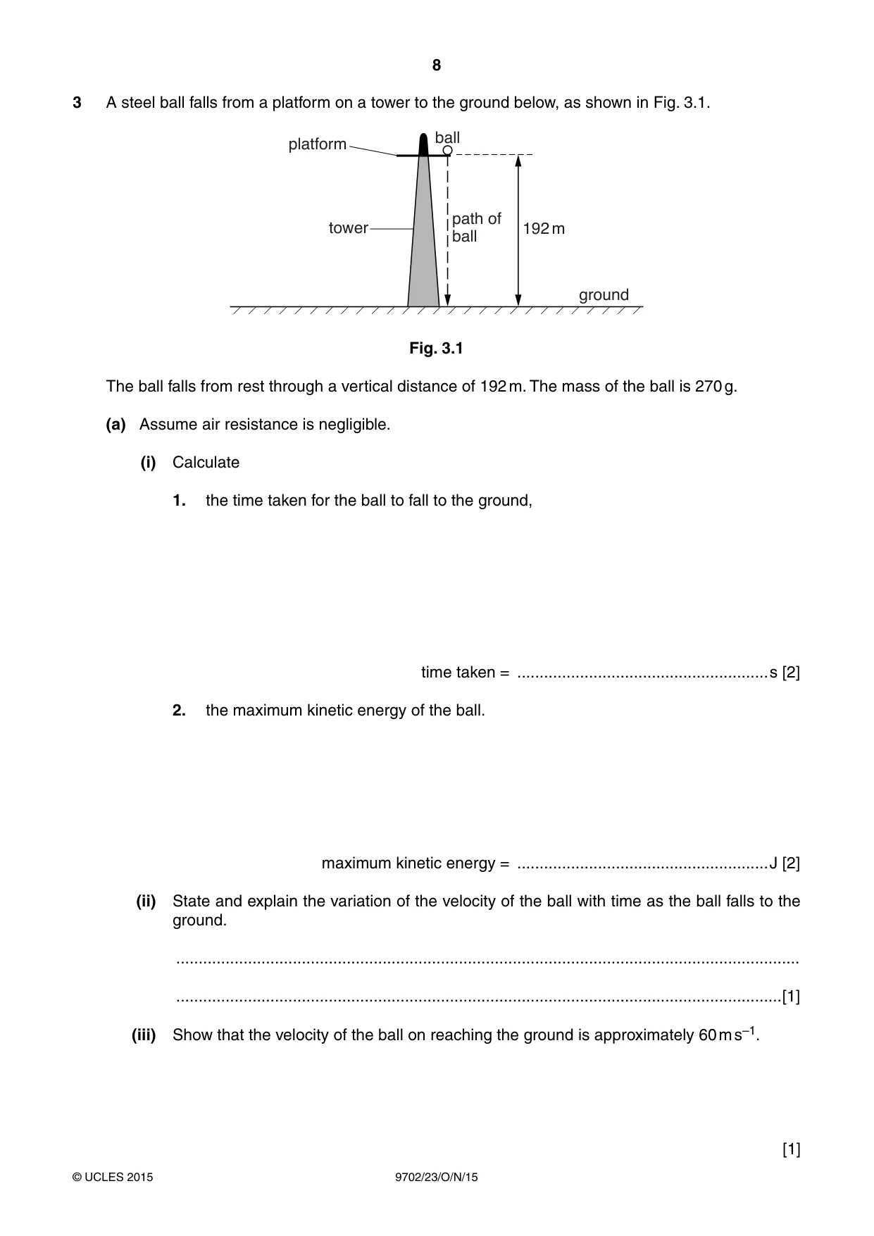 Cambridge A Level Physics 9702 2015 Oct/Nov Paper 2 · Variant 3 question paper, page 8 of 16