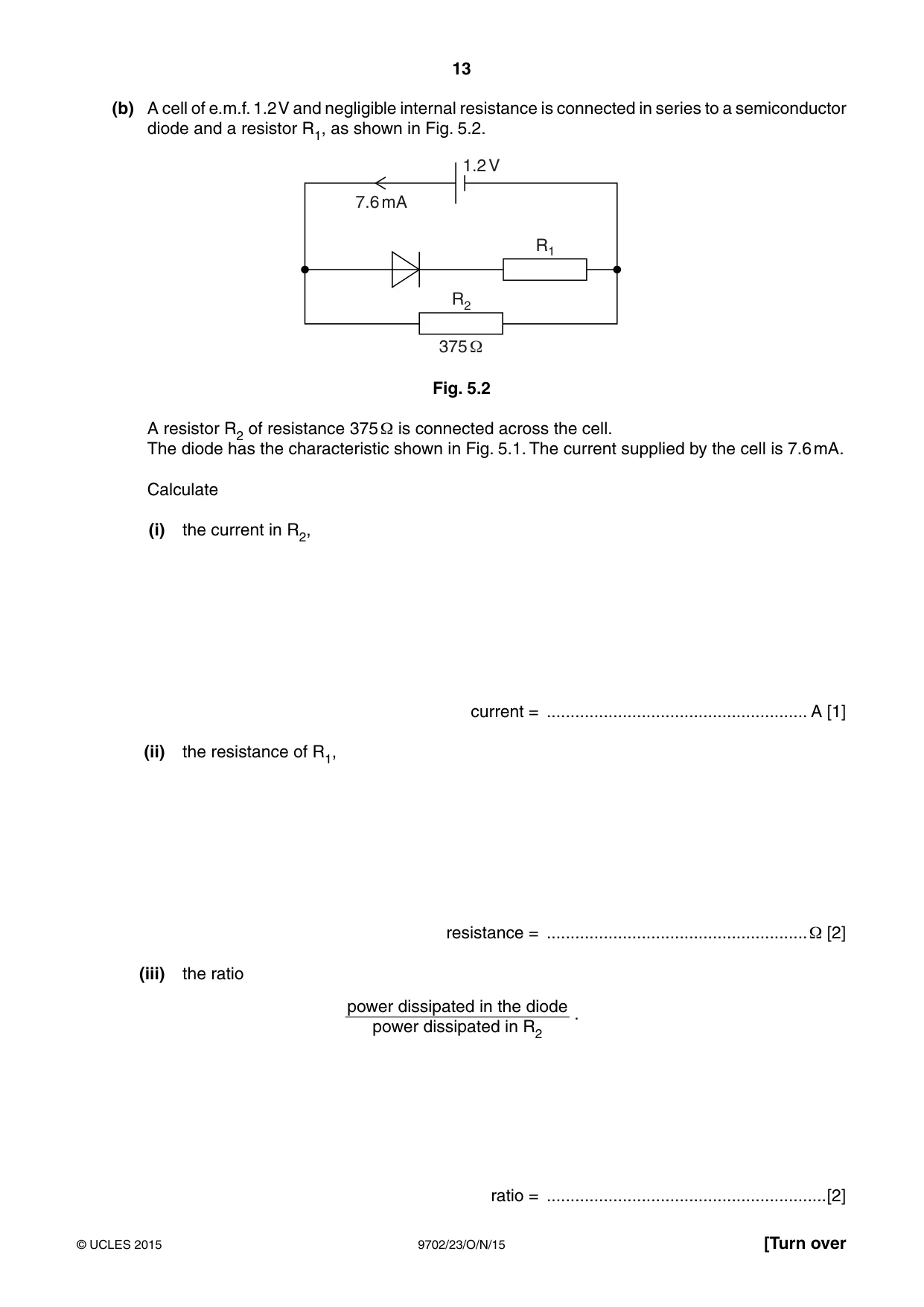 Cambridge A Level Physics 9702 2015 Oct/Nov Paper 2 · Variant 3 question paper, page 13 of 16