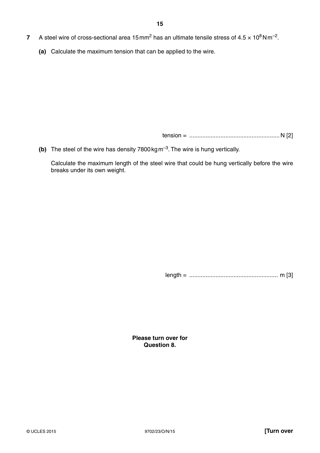 Cambridge A Level Physics 9702 2015 Oct/Nov Paper 2 · Variant 3 question paper, page 15 of 16