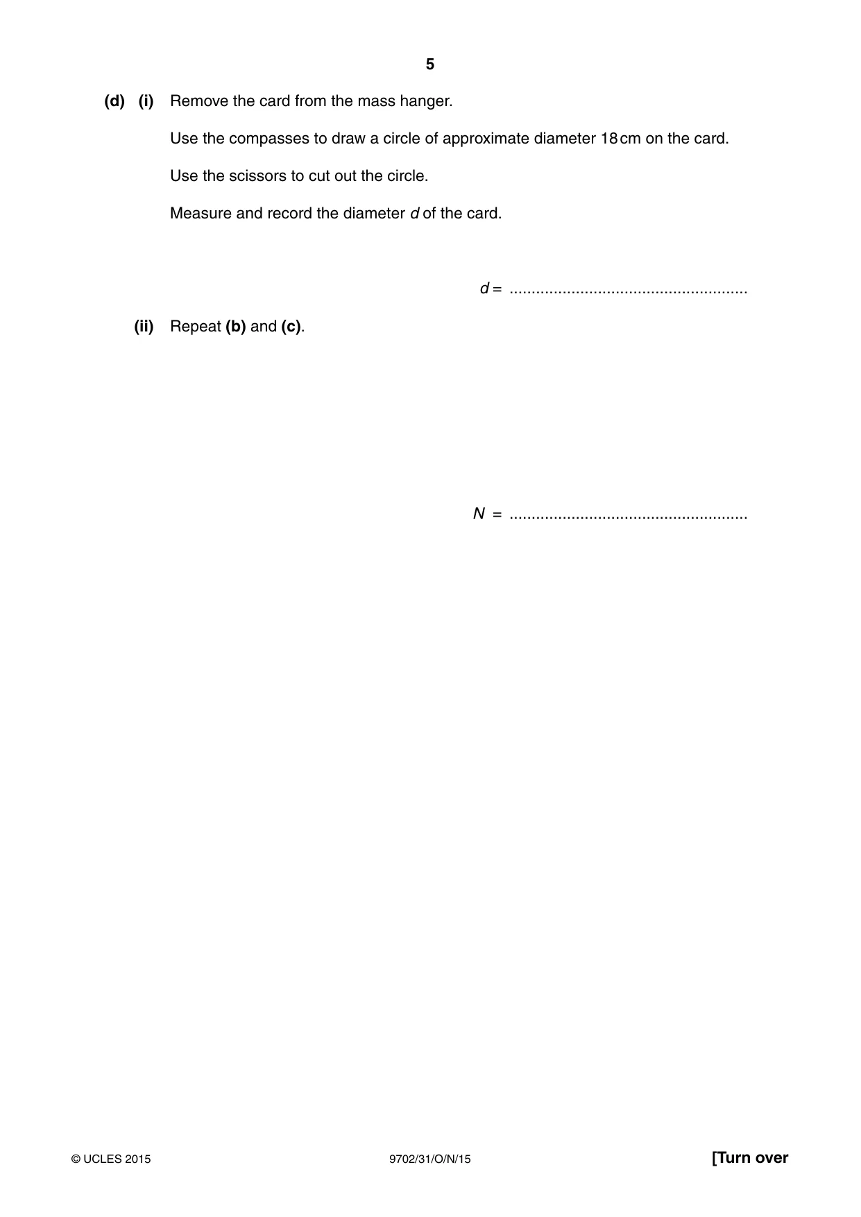 Cambridge A Level Physics 9702 2015 Oct/Nov Paper 3 · Variant 1 question paper, page 5 of 16