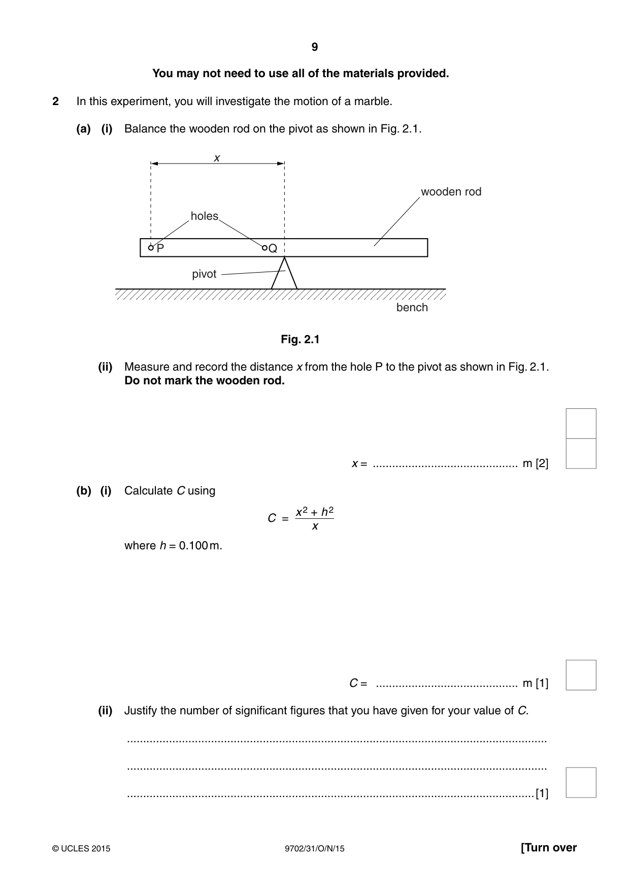 Cambridge A Level Physics 9702 2015 Oct/Nov Paper 3 · Variant 1 question paper, page 9 of 16