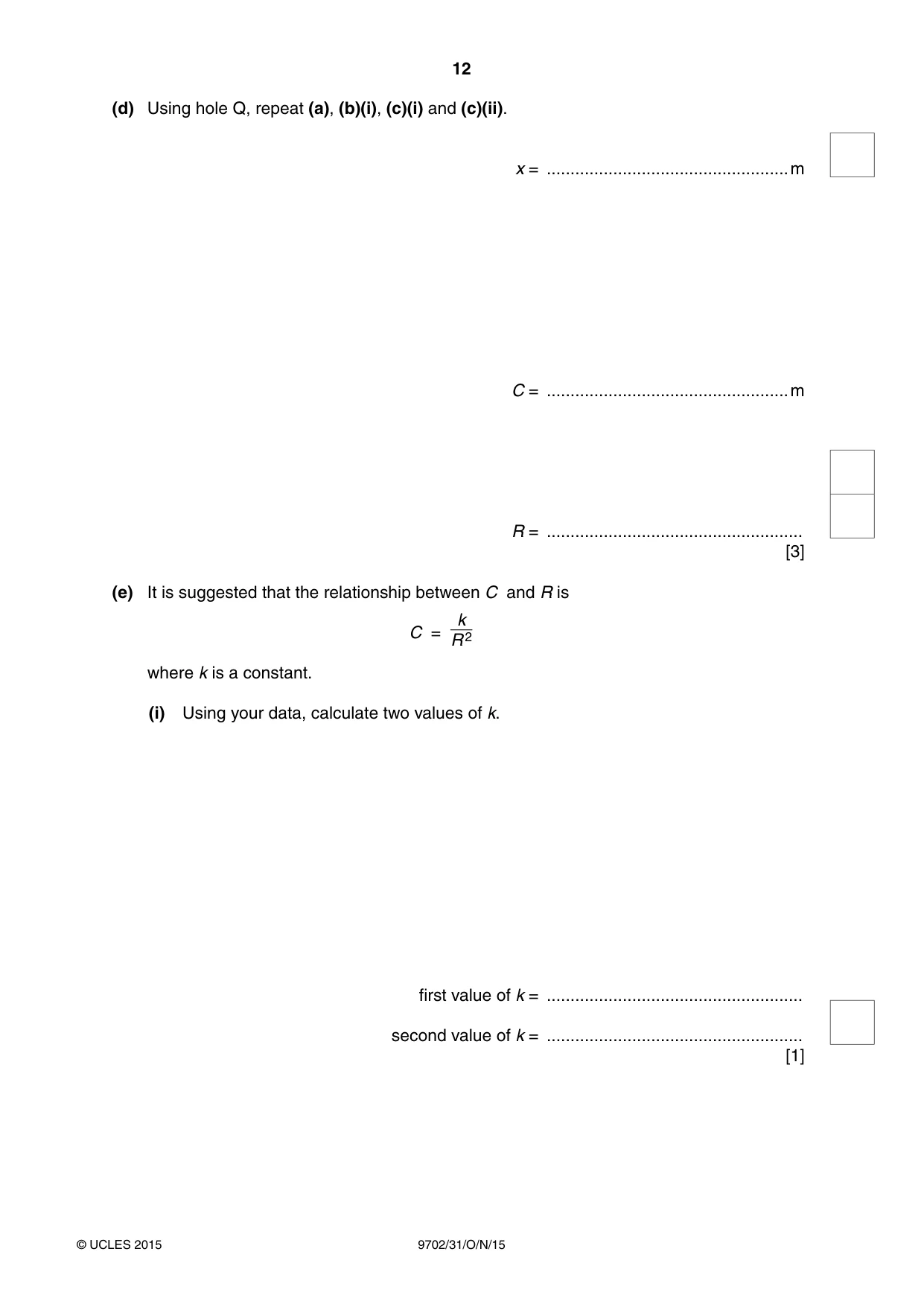 Cambridge A Level Physics 9702 2015 Oct/Nov Paper 3 · Variant 1 question paper, page 12 of 16