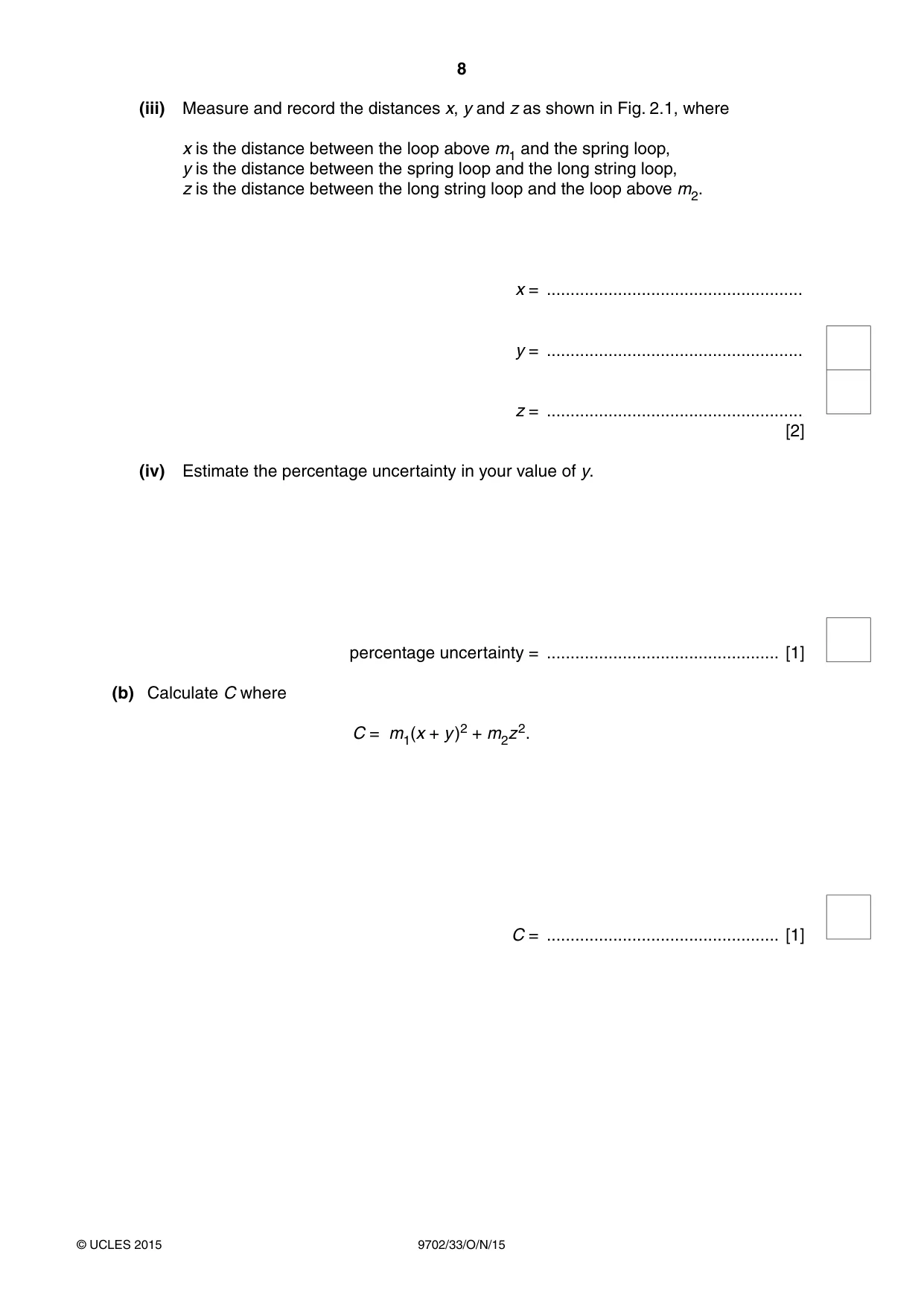Cambridge A Level Physics 9702 2015 Oct/Nov Paper 3 · Variant 3 question paper, page 8 of 12