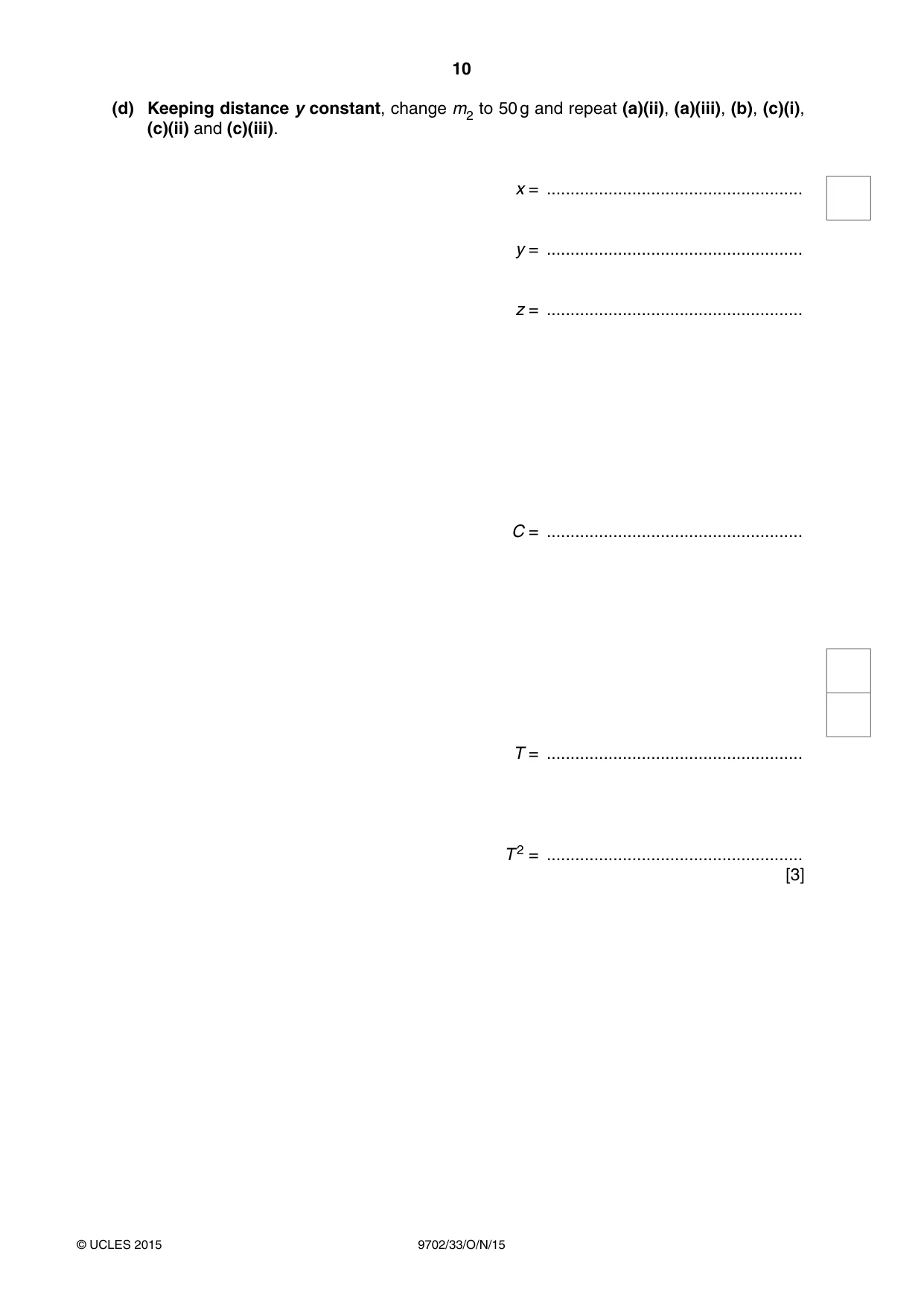 Cambridge A Level Physics 9702 2015 Oct/Nov Paper 3 · Variant 3 question paper, page 10 of 12