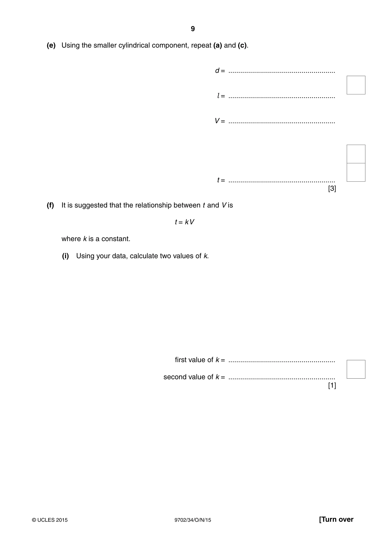 Cambridge A Level Physics 9702 2015 Oct/Nov Paper 3 · Variant 4 question paper, page 9 of 12