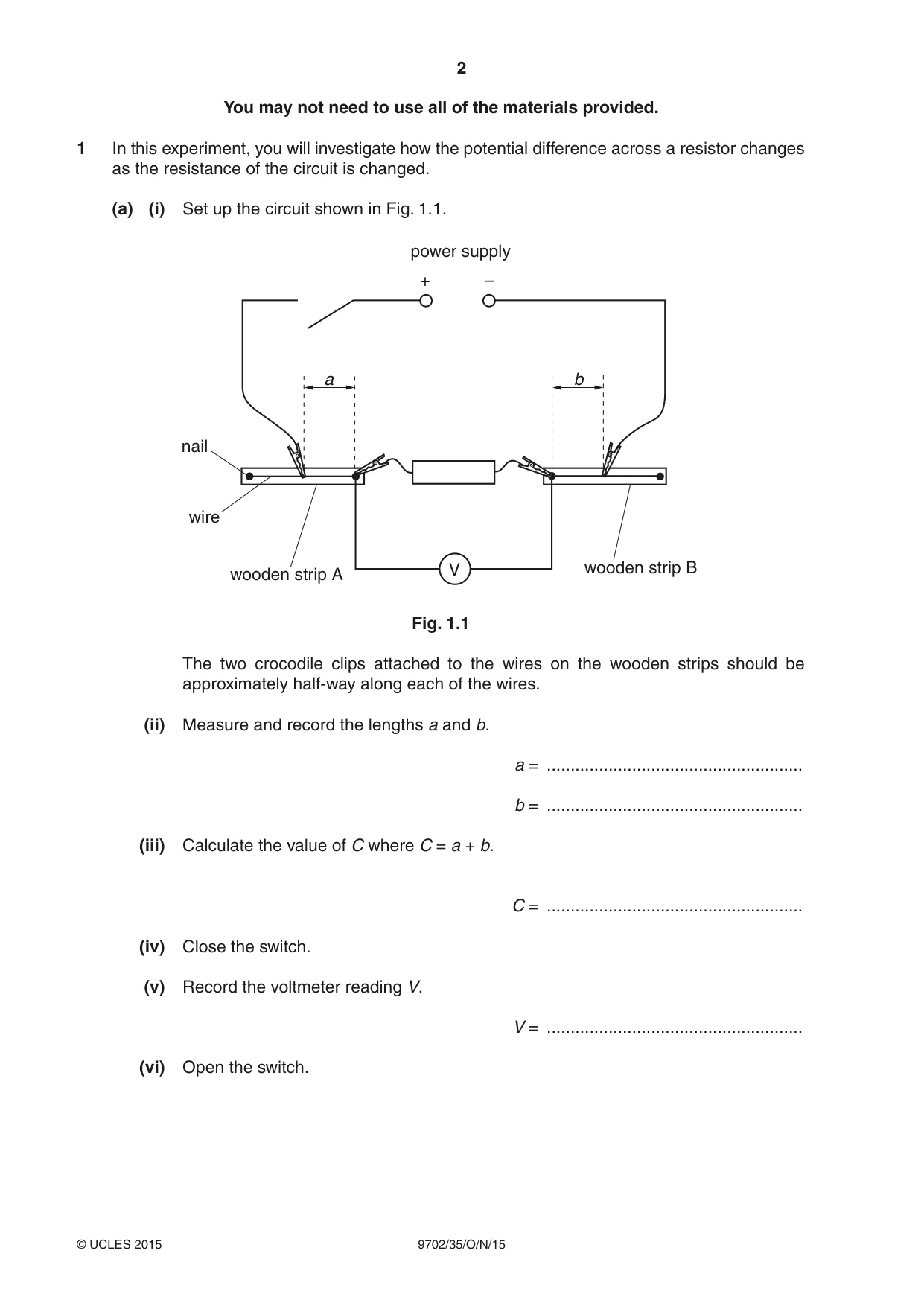 Cambridge A Level Physics 9702 2015 Oct/Nov Paper 3 · Variant 5 question paper, page 2 of 16