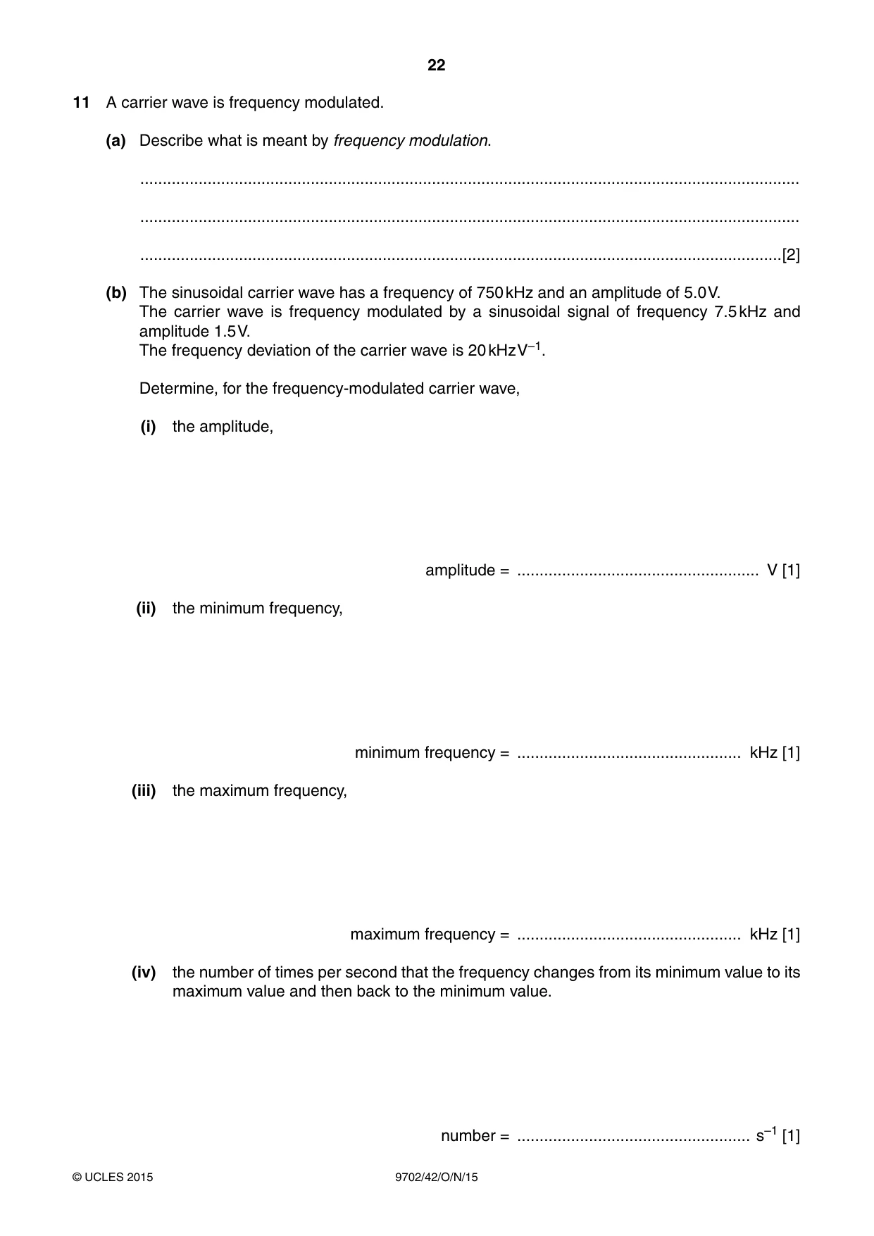 Cambridge A Level Physics 9702 2015 Oct/Nov Paper 4 · Variant 2 question paper, page 22 of 24